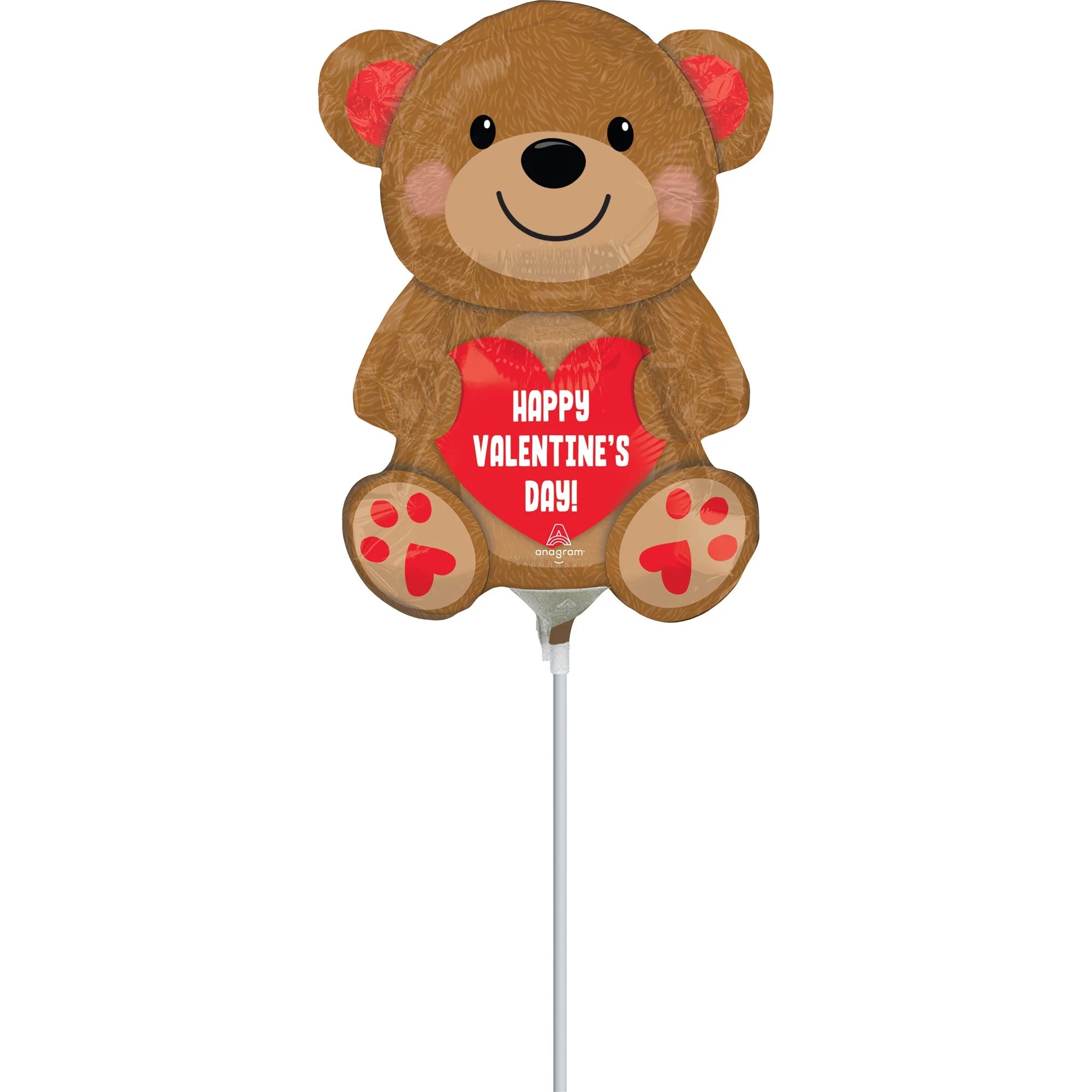 14 Inch Cuddly Brown Bear Foil Balloon - Air Filled Valentine's Day Decoration for Parties, Romantic Gifts & Photo Props