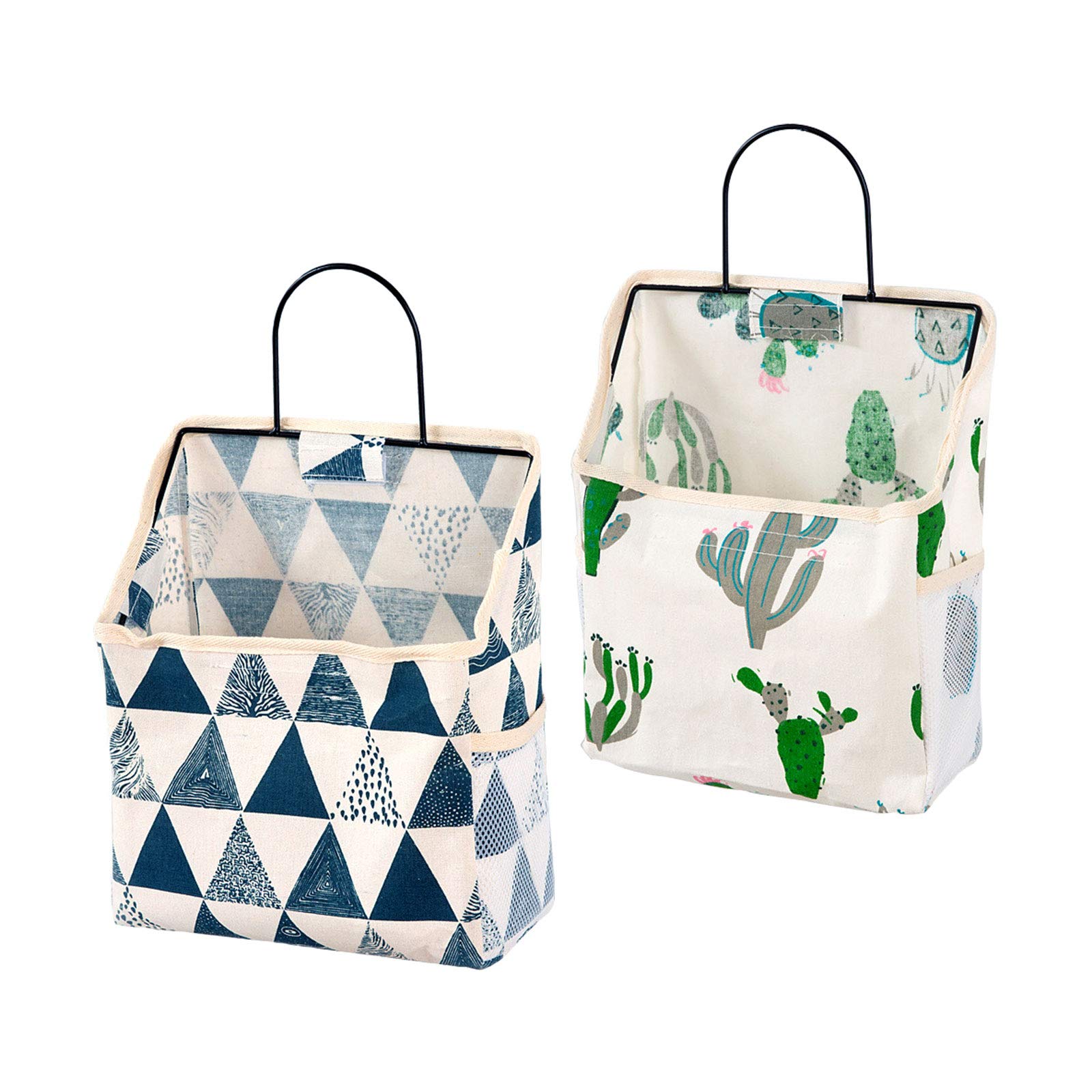 2-Pack Over The Door Hanging Storage Organizer - Cotton Linen Fabric Pocket Baskets for Closet, Bedroom & Bathroom - Perfect for Towels, Toys, Accessories & More