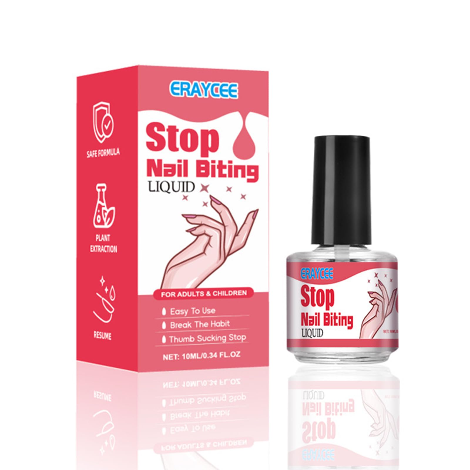 No Bite Nail Polish - Safe & Effective Anti-Nail Biting Solution with Bitter Taste - Stop Thumb Sucking & Finger Biting Habit - Long-Lasting Nail Care Treatment for Kids & Adults - Perfect for Home, Office & Travel Use