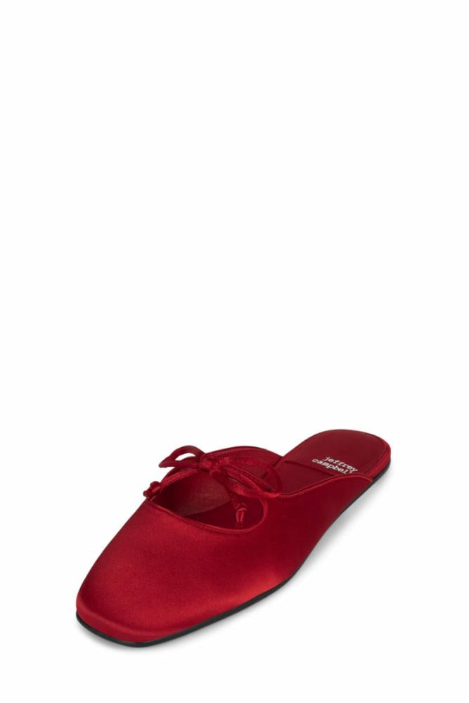 Jeffrey Campbell Women's Elaine Red Satin Mule Sandals - Comfortable Satin Slides for Women, Perfect for Summer, Beach, Poolside & Casual Outings