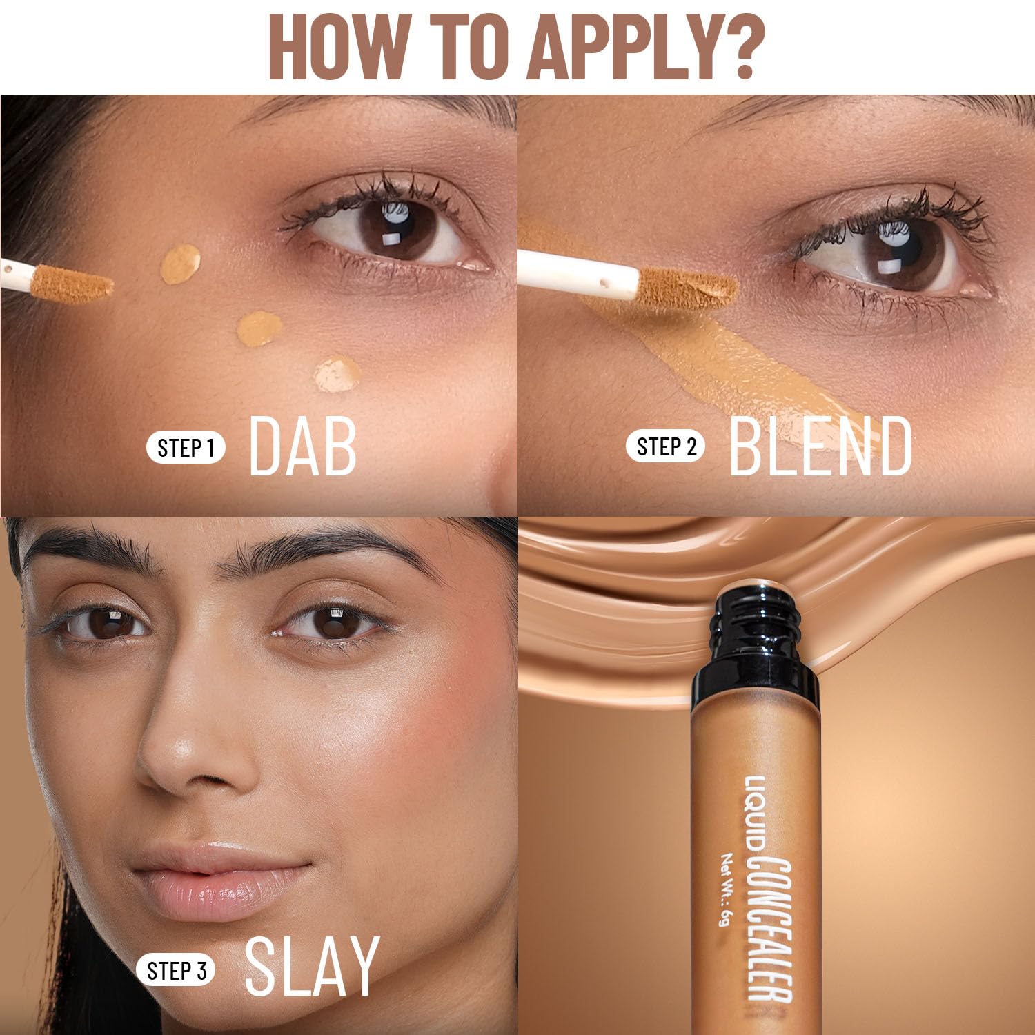 Swiss Beauty Full Coverage Liquid Concealer - Lightweight, Blendable, Matte Finish | Shade Light-Moyen (6g) | Perfect for Dark Circles, Blemishes & Contouring | Everyday Makeup & Professional Use