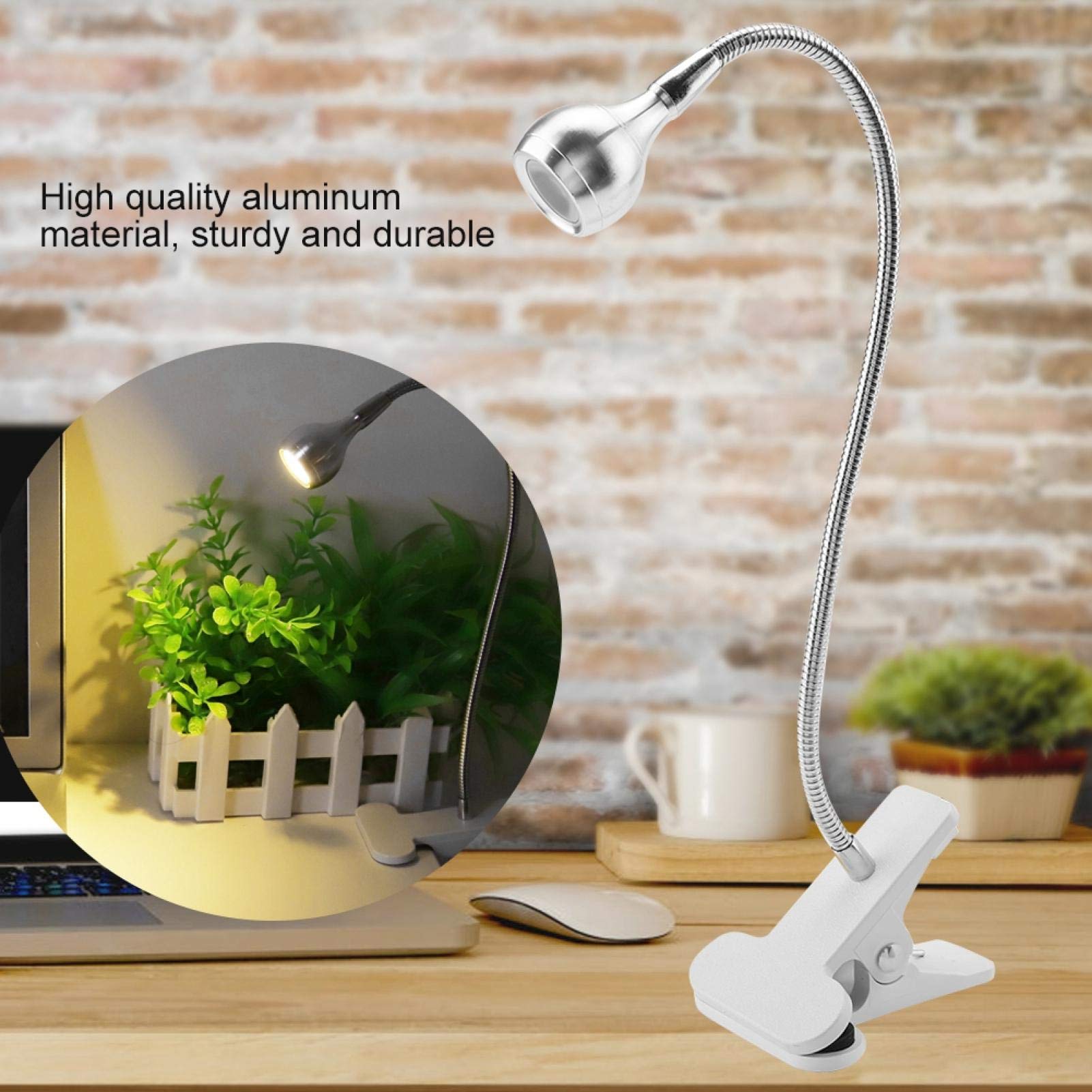 USB LED Gooseneck Desk Lamp with Clip - Adjustable Eye-Caring Reading Light for Home, Office & Study (Silver Warm White) | Perfect for Night Reading, Computer Work & Bedside Lighting