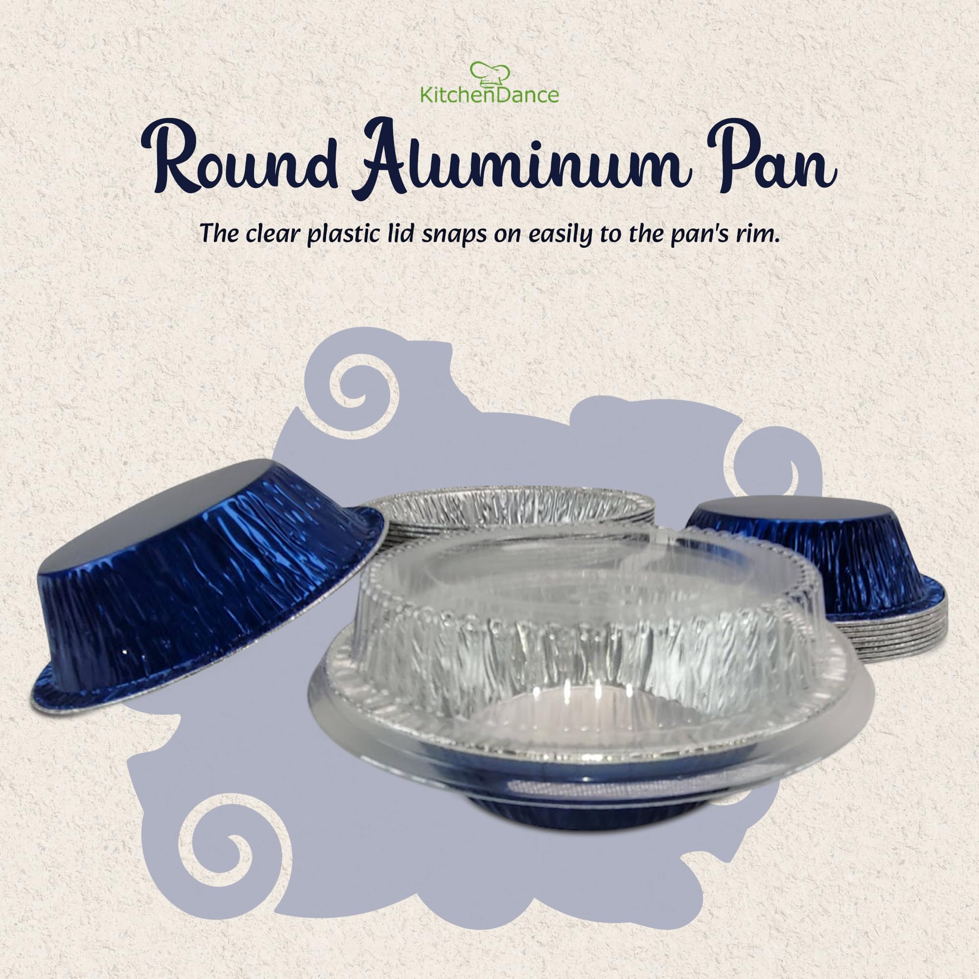 KitchenDance 5 Inch Mini Pie Tins with Lids - Premium Aluminum Pie Pans for Baking Pies, Tarts, Cobblers & Cakes - Reusable & Durable - Perfect for Home Bakers & Professional Chefs (Set of 250, Blue) | Great for Holiday Baking, Potlucks & Dessert Parties