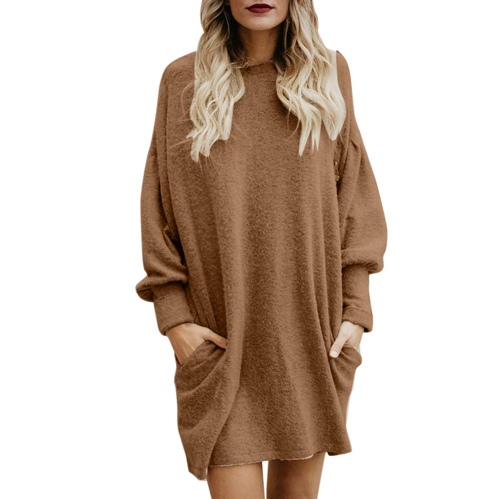 Handyulong Women's Oversized Knit Sweatshirt Dress - Casual Loose Long Tunic Pullover Blouse Top for Fall/Winter | Perfect for Layering, Lounging & Streetwear Fashion