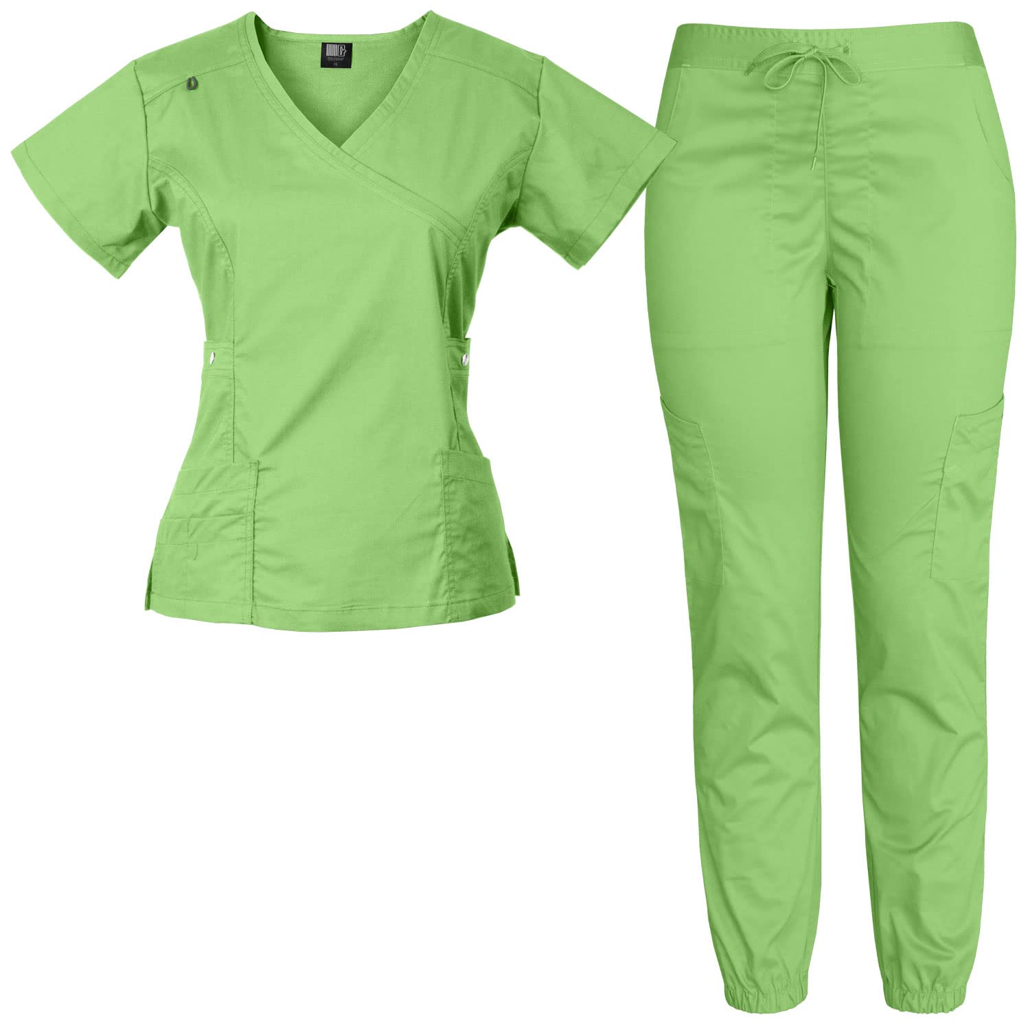 Medgear Women's 12-Pocket Stretch Jogger Scrub Set - Comfortable Nursing Uniform for Healthcare Workers - Perfect for Hospitals, Clinics & Long Shifts