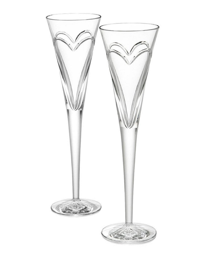 Waterford Crystal Wishes Love & Romance Pair of Champagne Flutes - Elegant Wedding Toast & Anniversary Gift for Couples