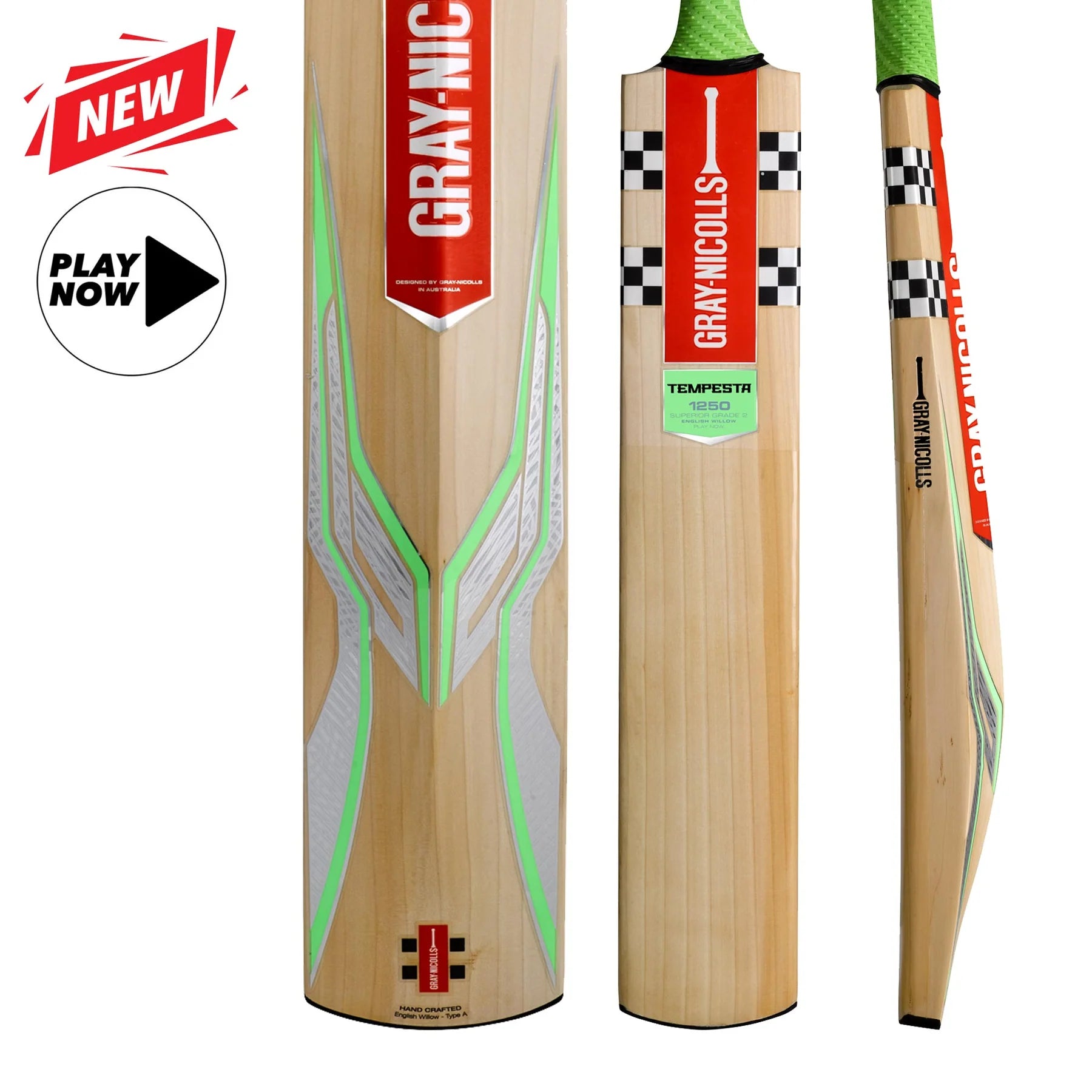 Gray Nicolls Tempesta 1250 English Willow Cricket Bat for Adults - Premium Performance for Matches & Practice Sessions
