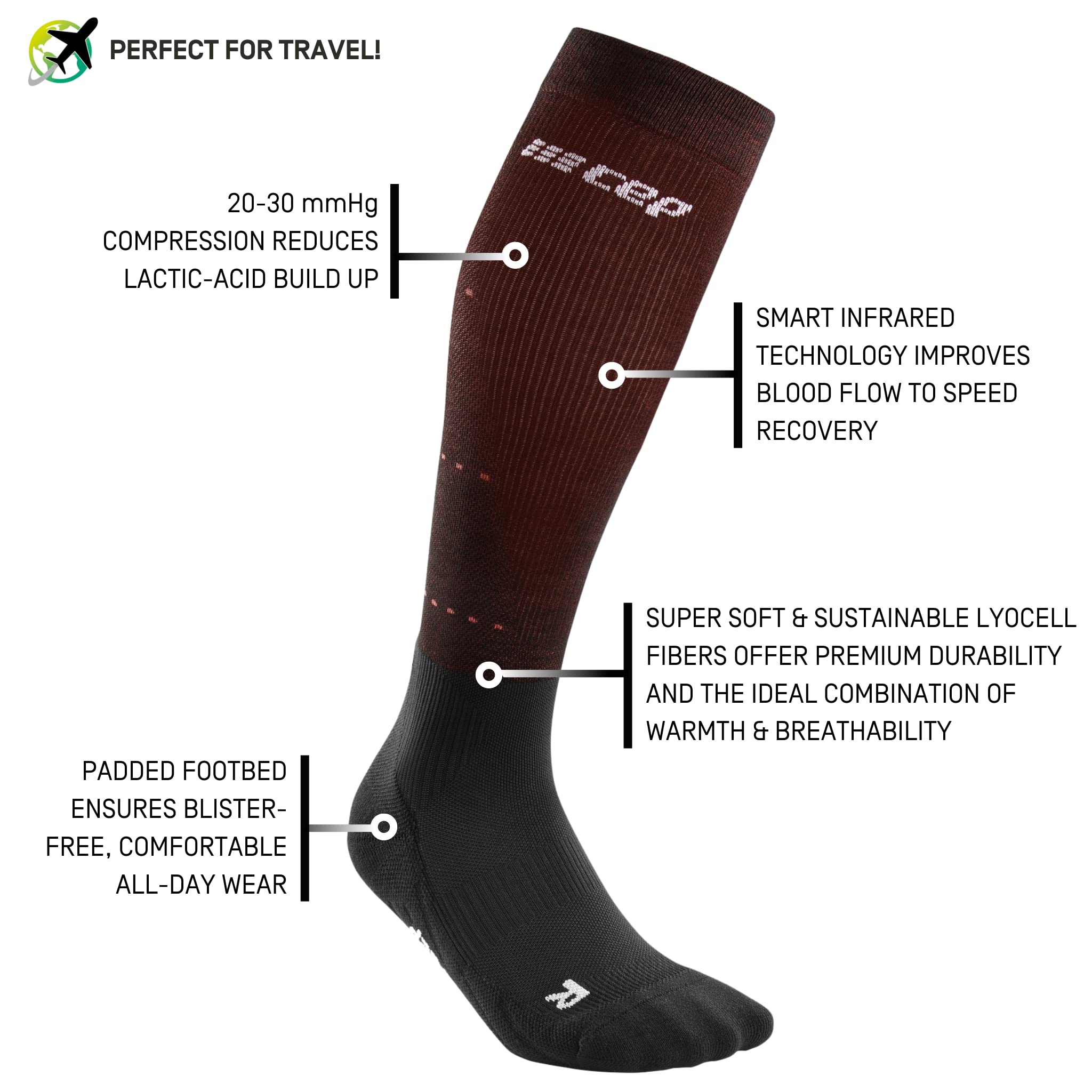 CEP Men's Infrared Recovery Compression Socks – 20-30 mmHg Graduated Compression for Circulation & Muscle Support – Ideal for Running, Travel & Post-Workout Recovery