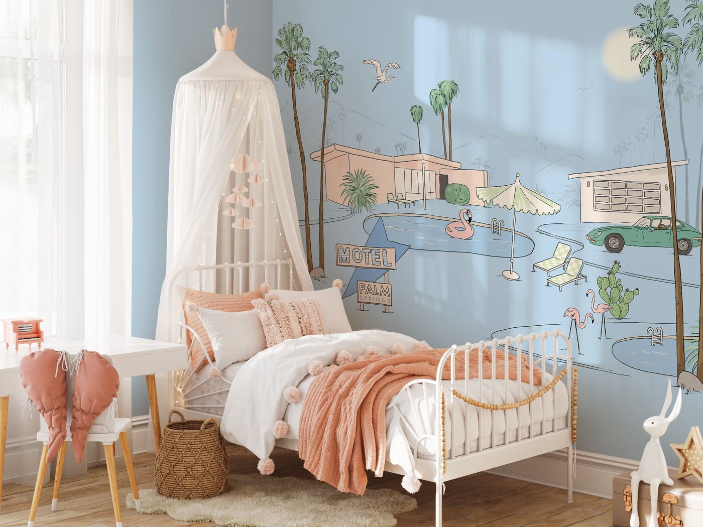 Tropical Wallpaper with Palm Springs Design - Vibrant Leaf & Palm Prints for Living Room, Bedroom & Office Decor