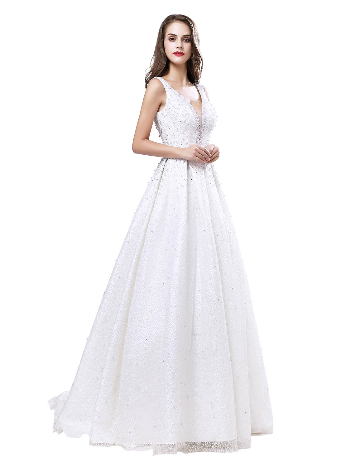 Sarahbridal Women's Elegant Long Beaded Pearls Prom Evening Dress 2022 - Perfect for Wedding, Party & Ball Gown Occasions