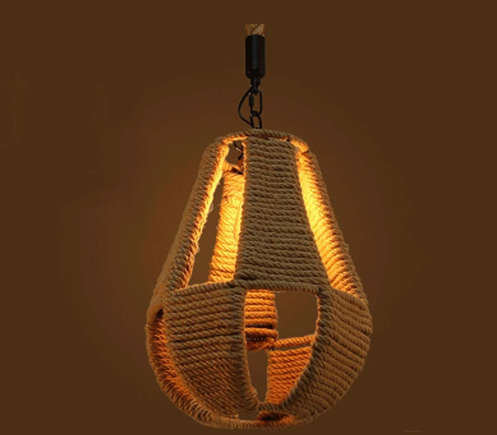 Modern LED Chandelier - European Retro Industrial Style Hemp Rope Woven Pendant Light for American Country Cafe, Porch, Bar, Living Room, Balcony & Restaurant | Energy-Efficient Dimmable Lighting for Vintage Home Decor & Commercial Spaces