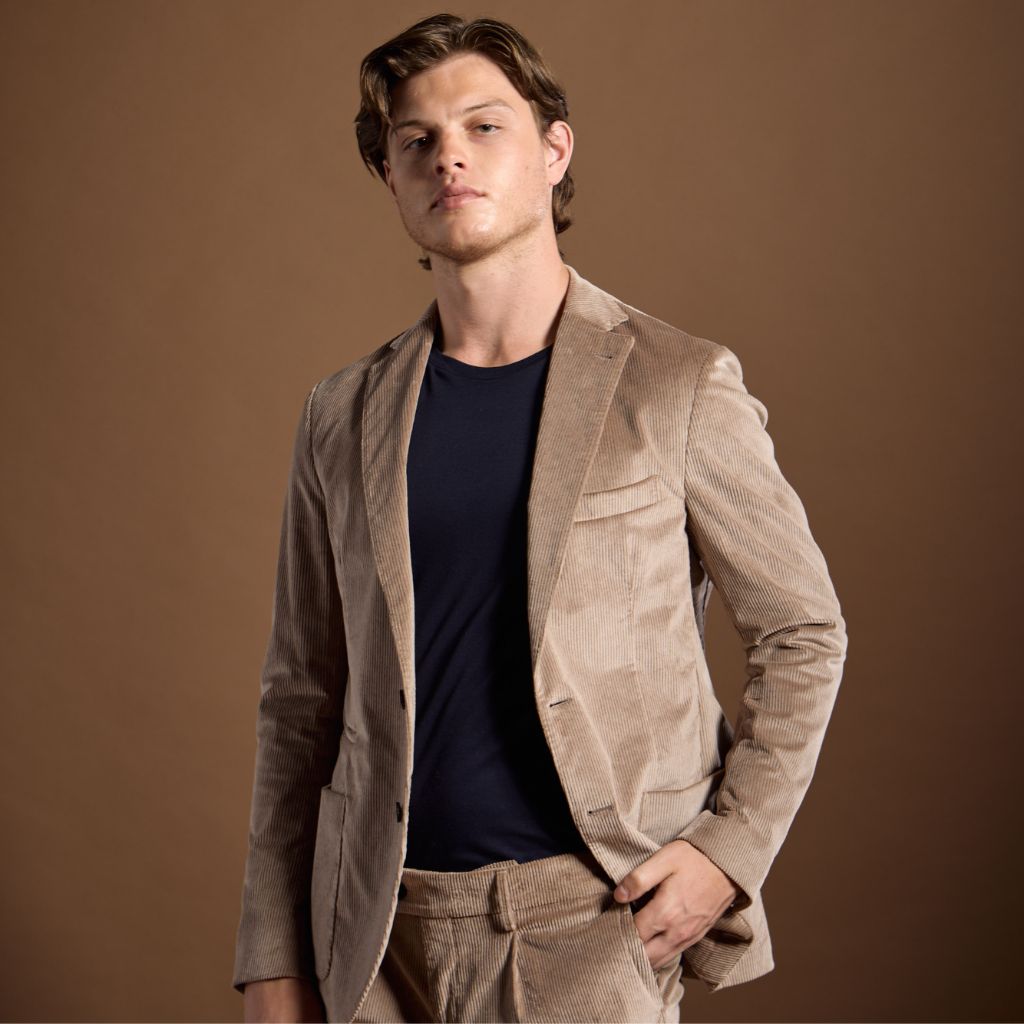 FRADI Soft Corduroy Stretch Blended Cotton Blazer for Men - YUTA REG Fit Comfortable Business Casual Jacket - Perfect for Office, Date Night & Fall Layering