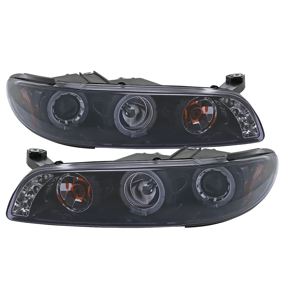 97-03 Pontiac Grand Prix LED Halo Projector Headlights - Piano Black - Left & Right Pair - High Visibility Night Driving & Custom Car Upgrade