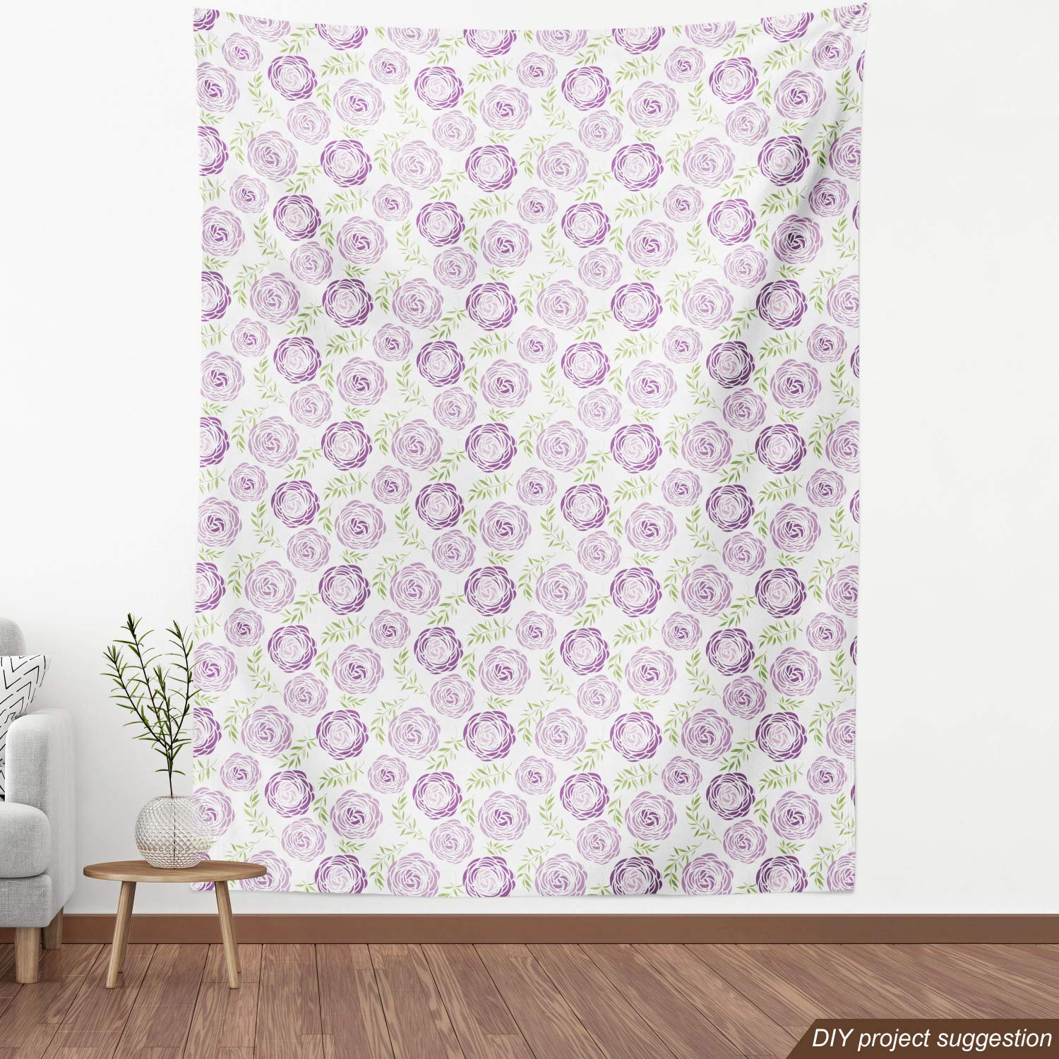 Ambesonne Floral Fabric by The Yard - Garden Leaves Print Upholstery & Home Decor Fabric, 10 Yards, Pale Mauve White - Perfect for DIY Curtains, Pillows & Furniture Makeovers