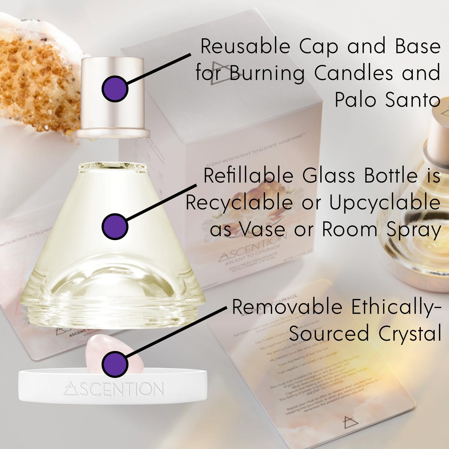 ASCENTION Prosperity Manifestation Perfume - Clean Vegan Fragrance with Green Aventurine Crystal | Spiritual Healing, Meditation & Abundance Rituals | Woody Floral Scent with Cedarwood, Patchouli & Jasmine | Gift for Yoga Practitioners & Crystal Lovers