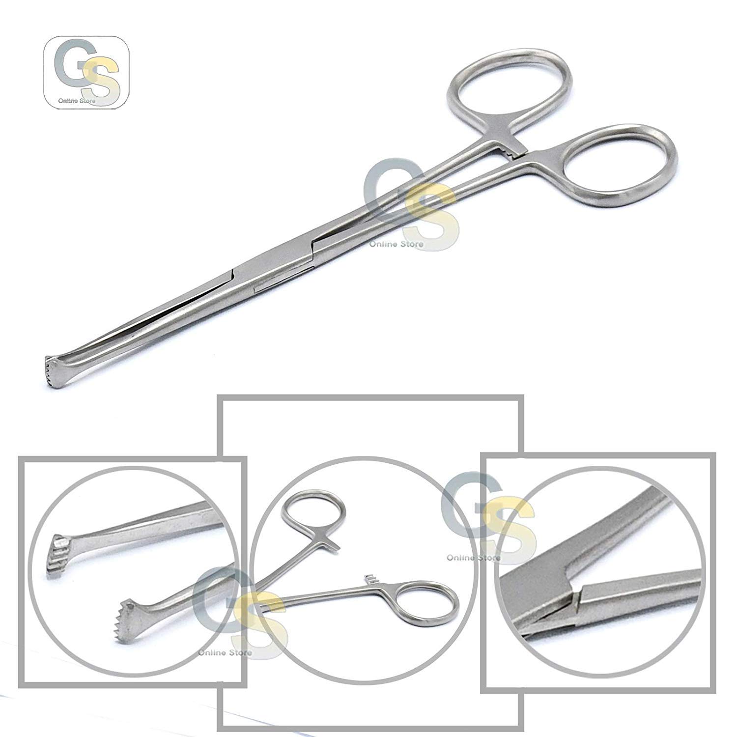 6 Packs Stainless Steel Allis Tissue Forceps with 4x5 Teeth, 6 Inch - Surgical Clamps for Medical, Veterinary, and First Aid Use