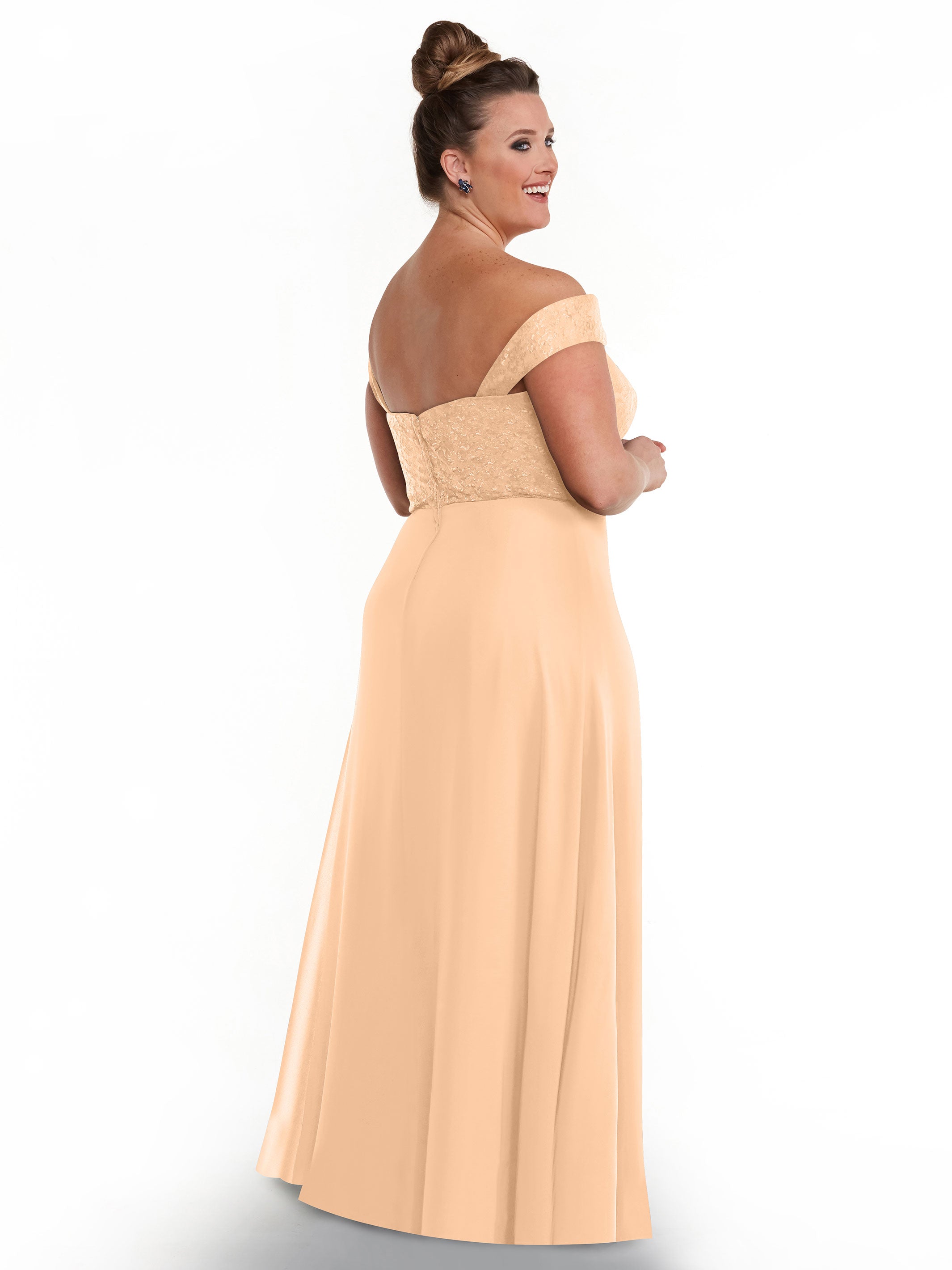 Elegant Off-the-Shoulder Chiffon A-Line Bridesmaid Dress with Lace Bodice - Perfect for Weddings, Prom & Formal Events | Style 80164