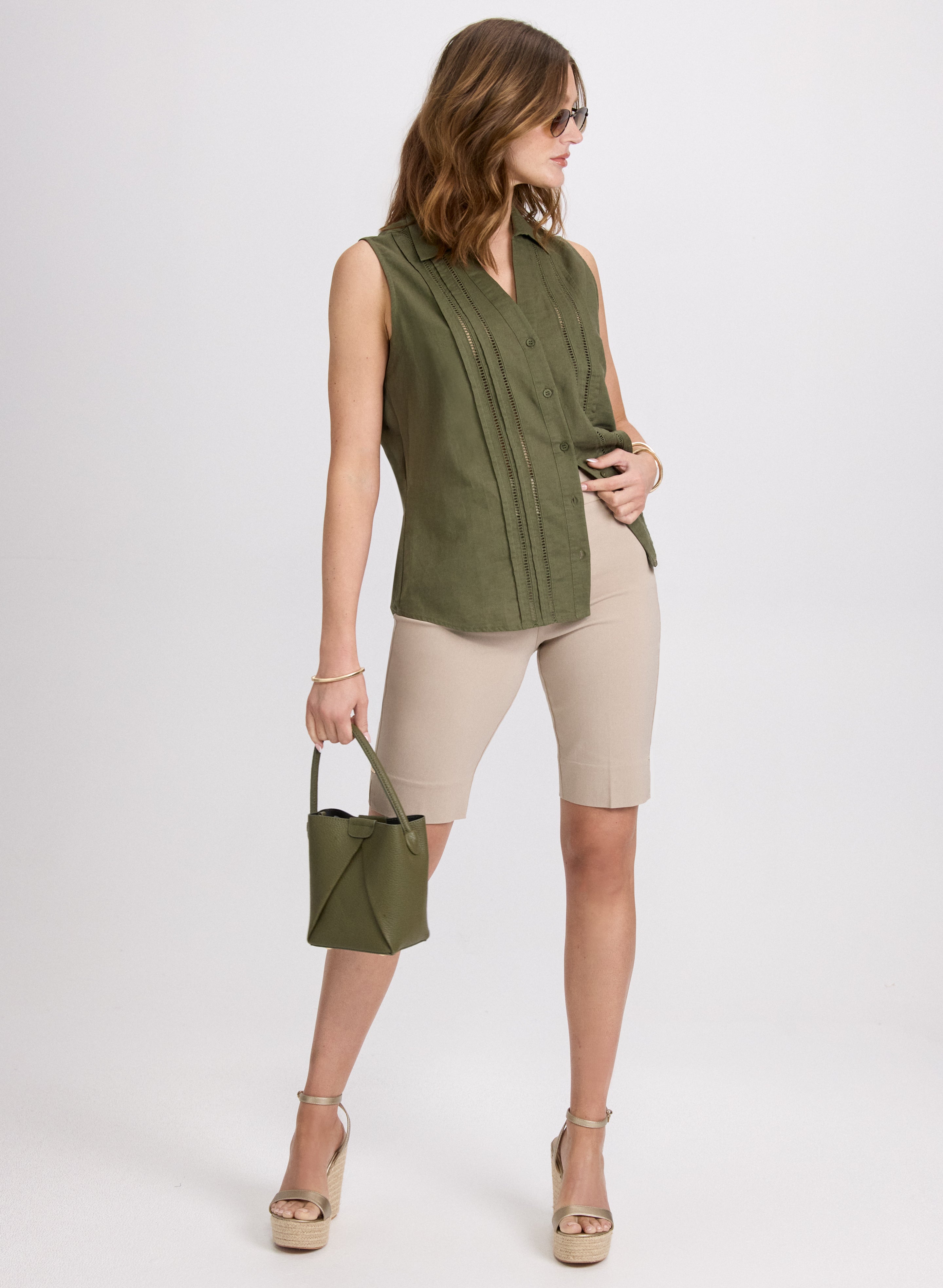Stylish Bengaline Pull-On Shorts for Women - Comfortable Stretch Fabric, High Waist & Casual Wear - Perfect for Summer, Travel & Lounge