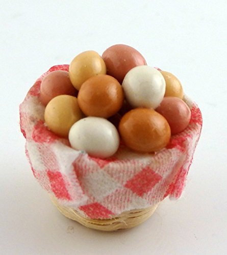Melody Jane Dolls Houses 1:12 Scale Miniature Kitchen Country Store Accessory - Basket of Eggs for Dollhouse Decor, Collectibles & Miniature Scenes