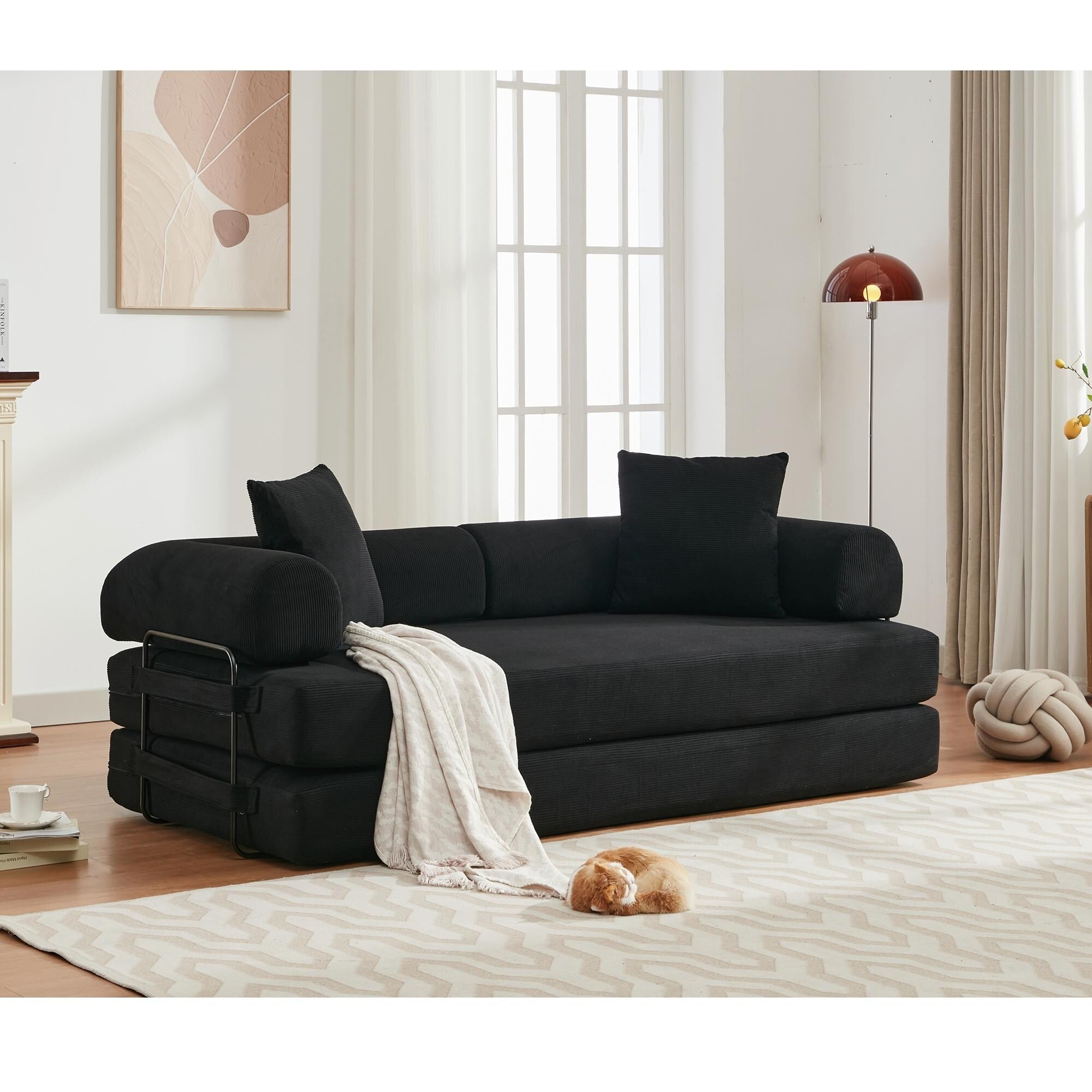 3-Seat Folding Sofa Bed - King Size Convertible Sleeper with High-Density Foam & Non-Slip Pad - Perfect for Small Spaces, Guest Rooms & Apartments