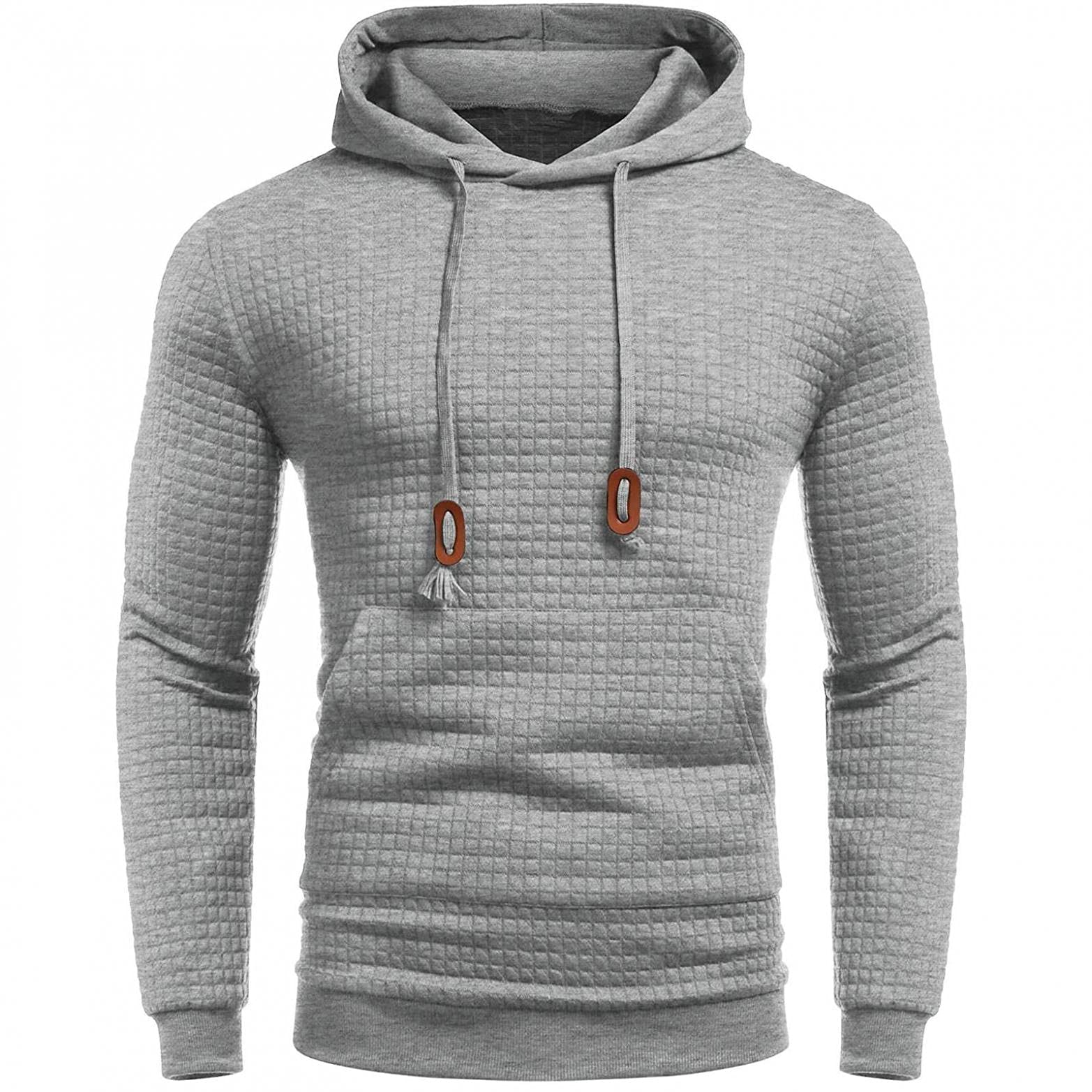 Men's Athletic Hooded Pullover Sweatshirt - Long Sleeve Casual Hoodie with Drawstring & Pocket for Gym, Running, and Outdoor Activities