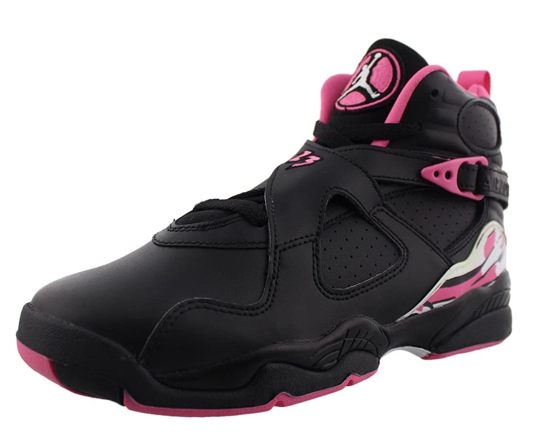 Jordan Air 8 Retro Boys Basketball Shoes Size 4 - Black/Pink/White | Kids' Sneakers for School, Sports & Casual Wear