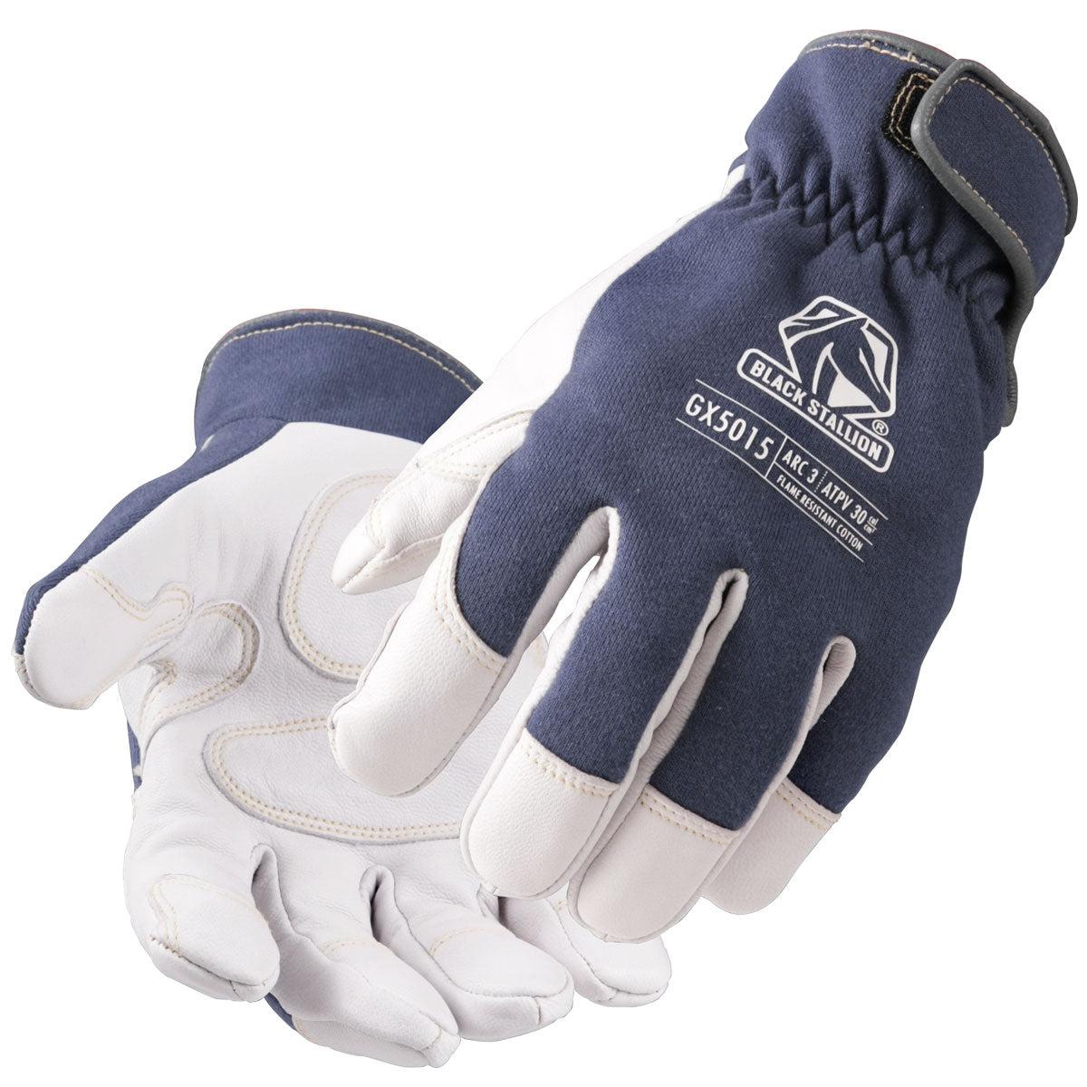 Black Stallion ARC Rated Goatskin & FR Cotton Mechanics Gloves GX5015 - Durable Work Gloves for Electricians, Welders & Industrial Workers (Heat & Shock Resistant)