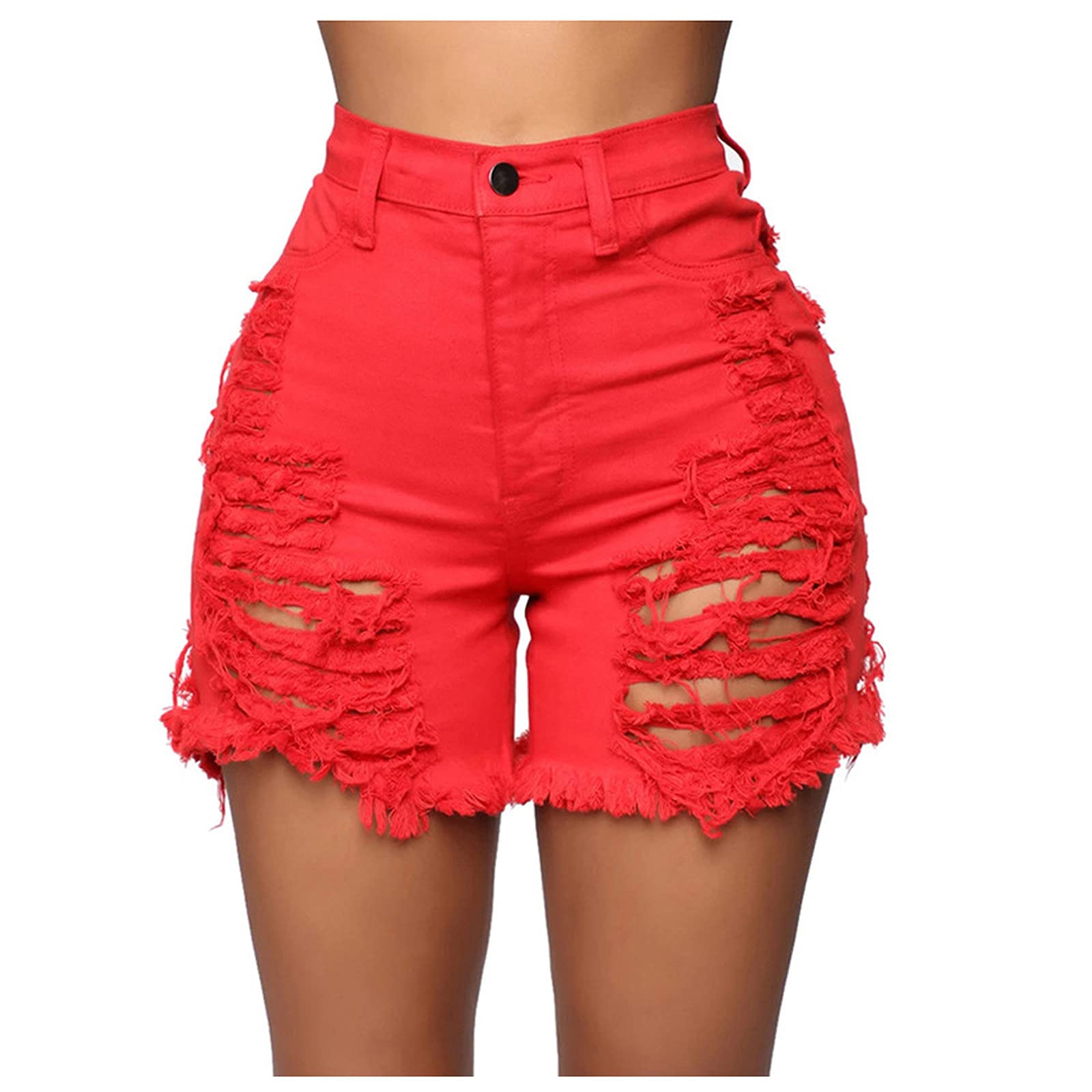 FIRERO Women's High Rise Distressed Stretchy Denim Shorts - Ripped Hole Sexy Jean Shorts for Summer | Casual Outfit, Beach Vacation, Streetwear Fashion