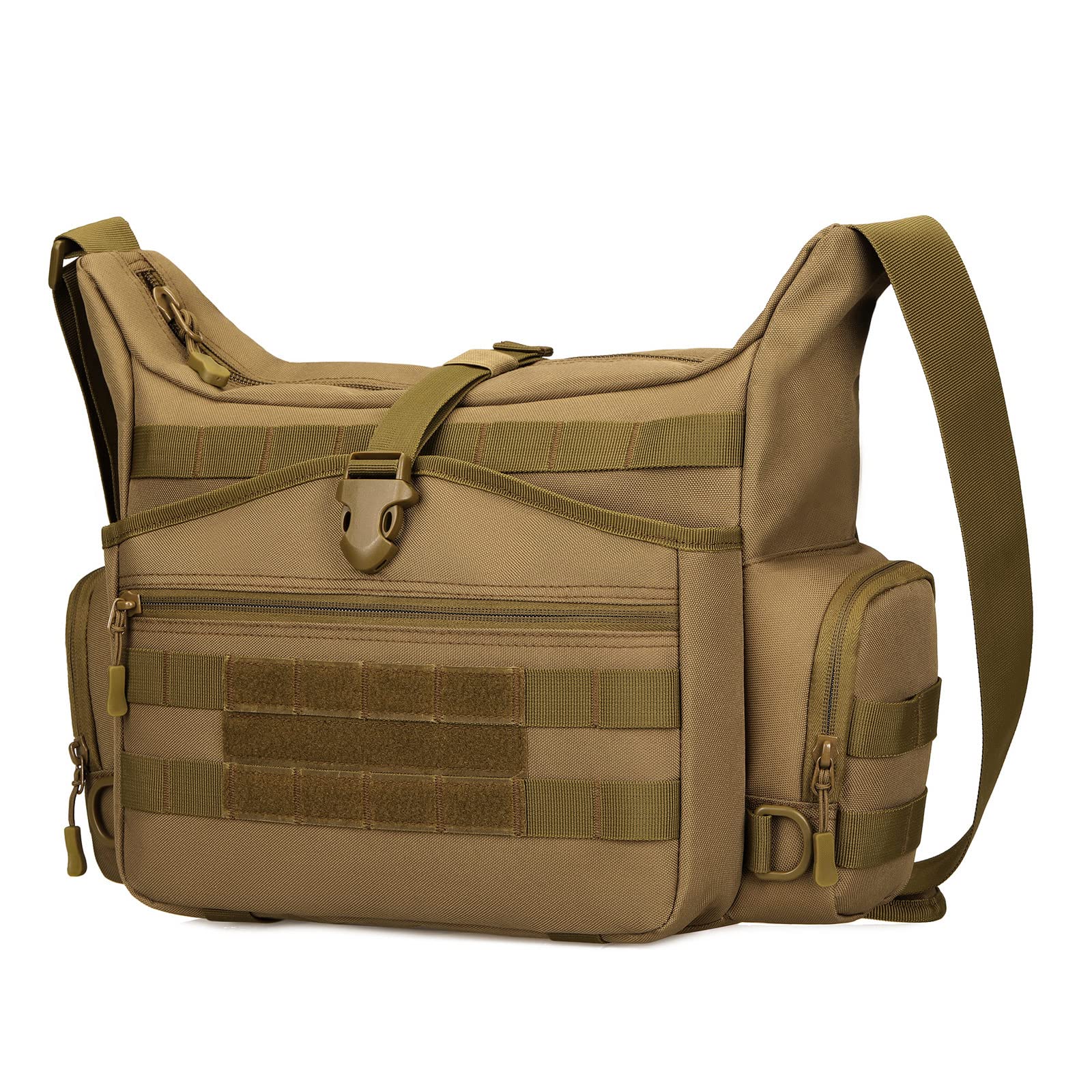 Pinprin Tactical Messenger Bag - Military MOLLE Crossbody Shoulder Bag - Waterproof Nylon Briefcase for 15 Inch Laptop - Perfect for Outdoor, Travel, Work & Daily Commute