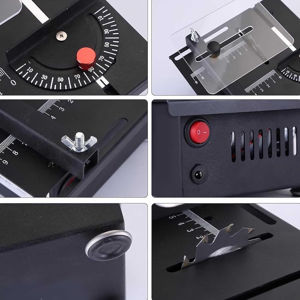 7-Speed Mini Table Saw with Adjustable Blade Angle (0-0.63