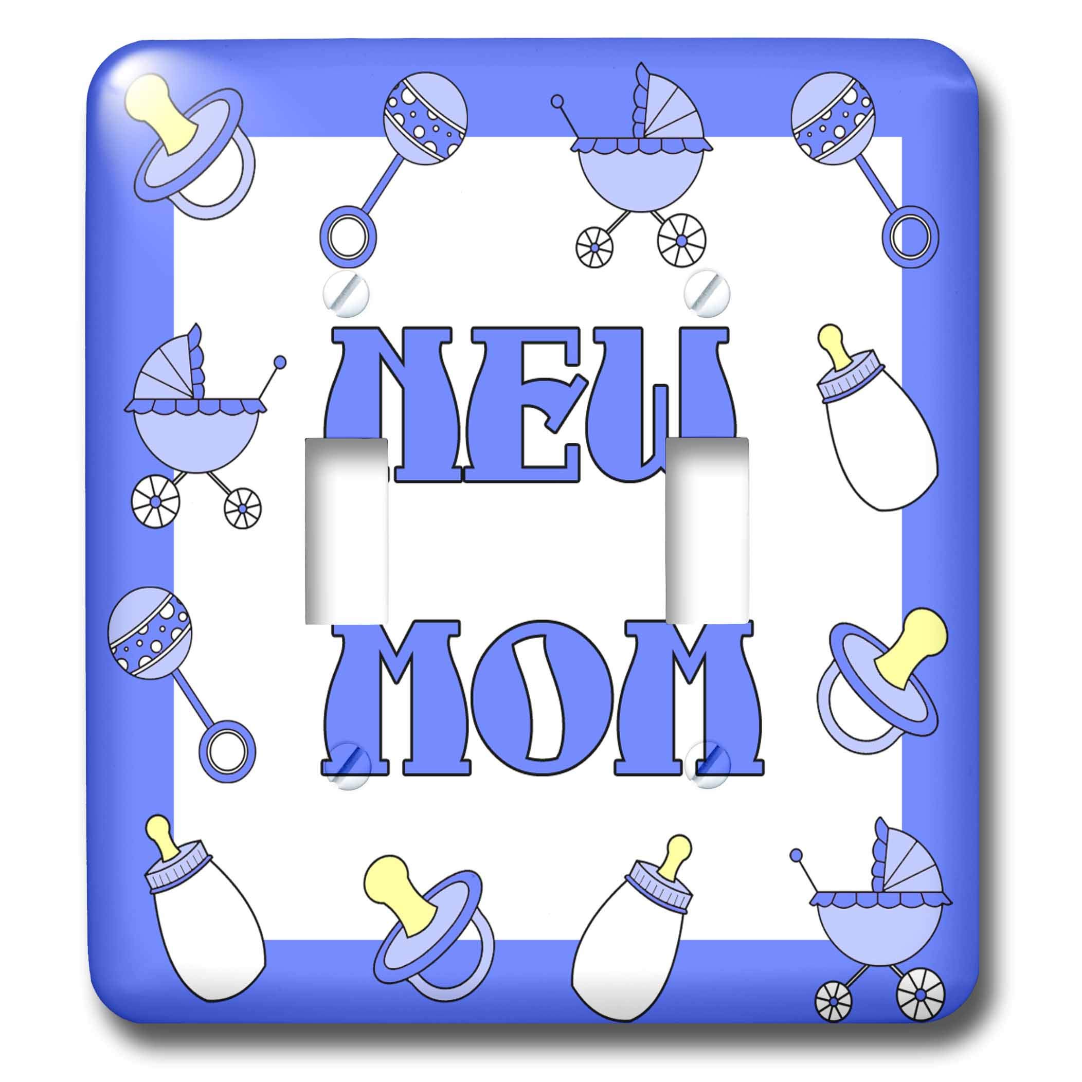 3D Rose New Mom Gifts - Blue Baby Boy Double Toggle Switch Plate Cover - Perfect for Nursery Decor & Baby Shower Presents