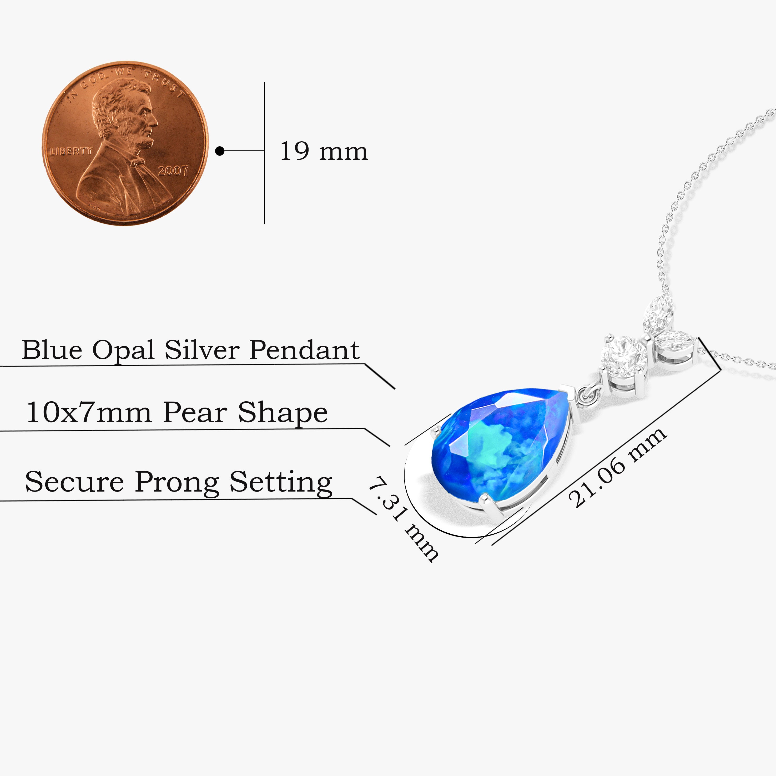 Blue Opal Pear Gemstone Pendant Necklace - Natural Healing Crystal Jewelry for Women - Perfect for Meditation, Energy Balancing & Spiritual Gifts