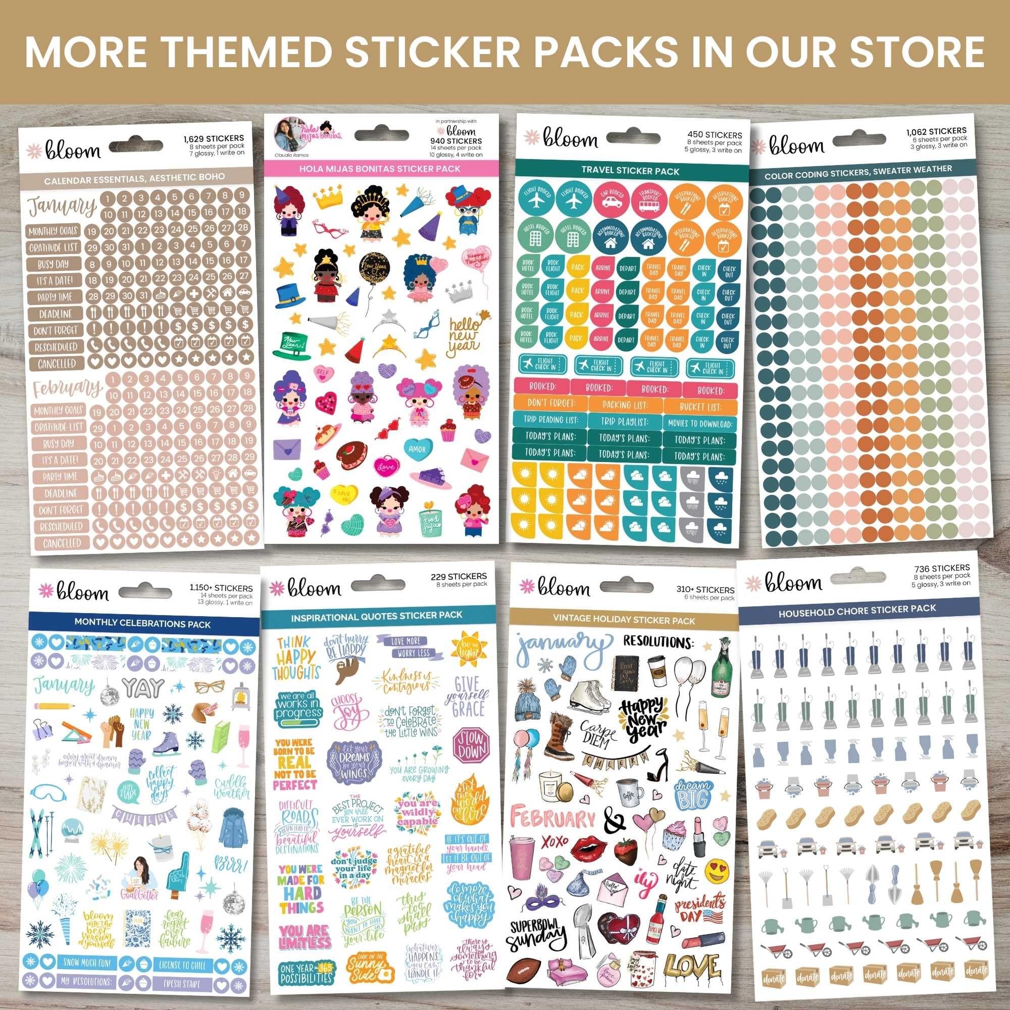 Bloom Daily Planners Teacher Sticker Pack - 586 School Themed Planning Stickers for Educators, Homeschool & Classroom Organization (8 Sheets) - Perfect for Lesson Plans, Grade Books & Teacher Planners