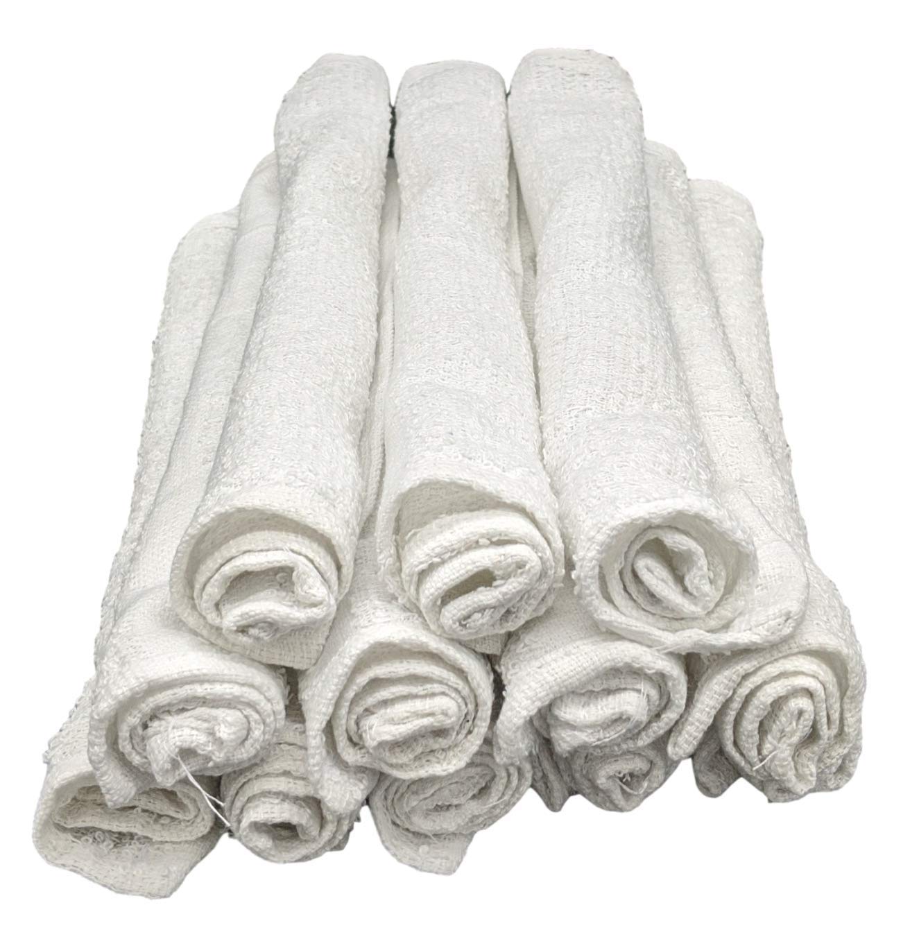 600 Pack - 12x12 Inch White Cotton Cleaning Rags - Reusable Lightweight Thin Cloth for Wood Staining, Painting, Crafts, Garage & Auto Detailing - Multipurpose Shop Towels (3/4 Lb per Dozen) - Perfect for DIY Projects, Home Cleaning & Workshop Use