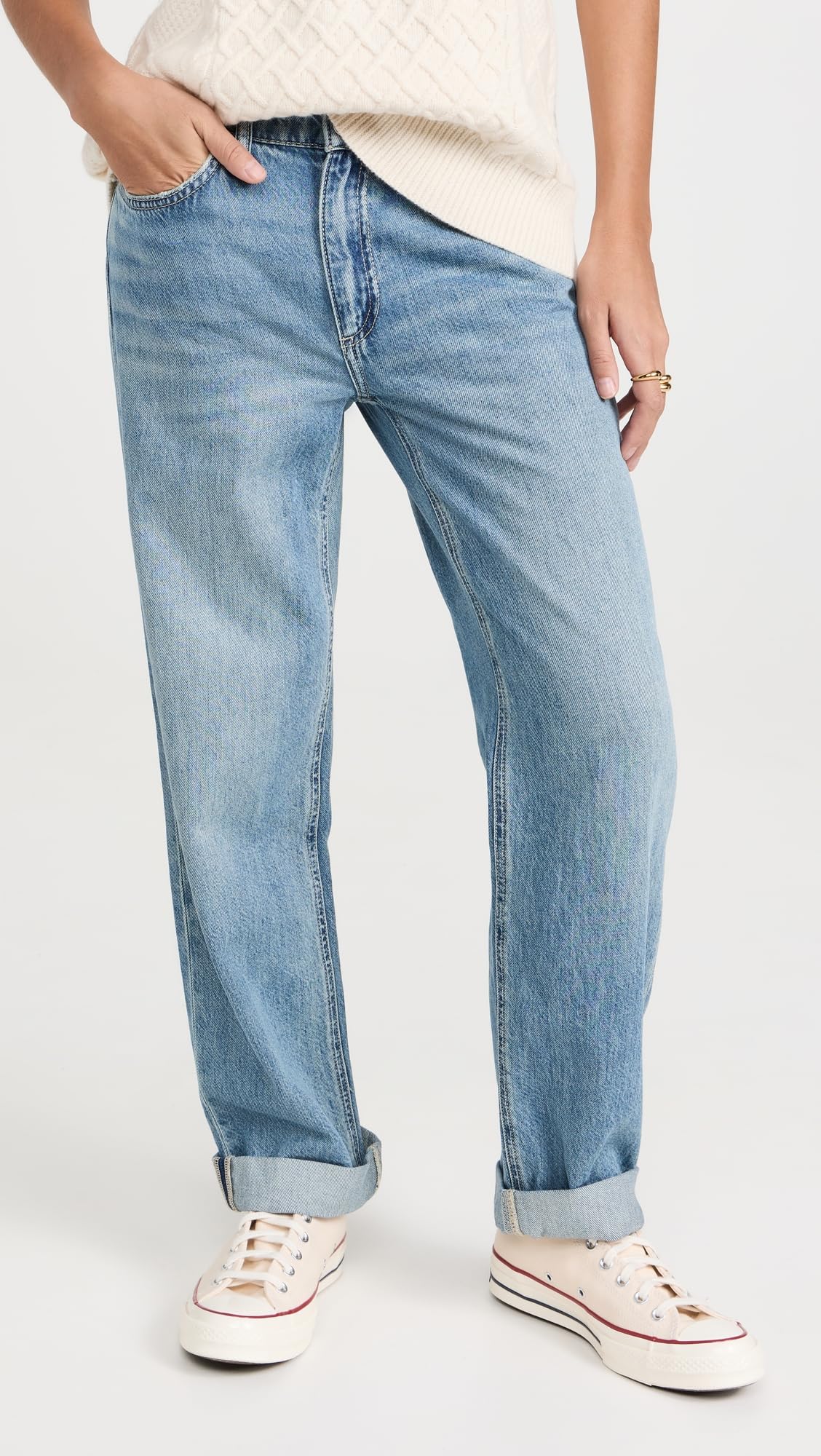 rag & bone Women's Featherweight Dre Low Rise Baggy Jeans - Comfortable Distressed Denim Pants for Casual Wear & Street Style Outfits