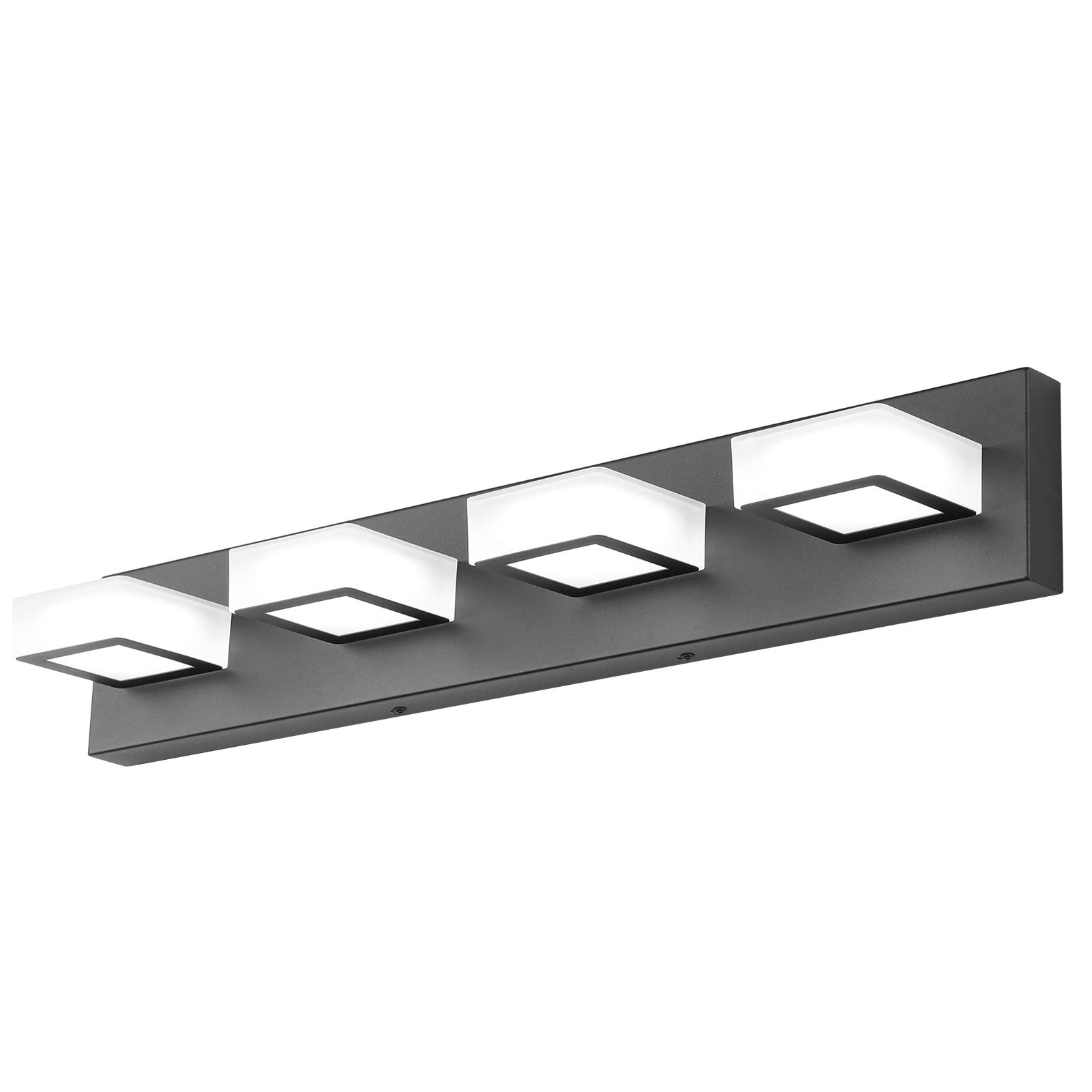 Ralbay Black Dimmable 4-Light LED Vanity Light - Modern Stainless Steel & Acrylic 360° Rotatable Bathroom Lighting Fixture for Mirror - Perfect for Powder Rooms, Master Baths & Spa-Like Vanity Areas