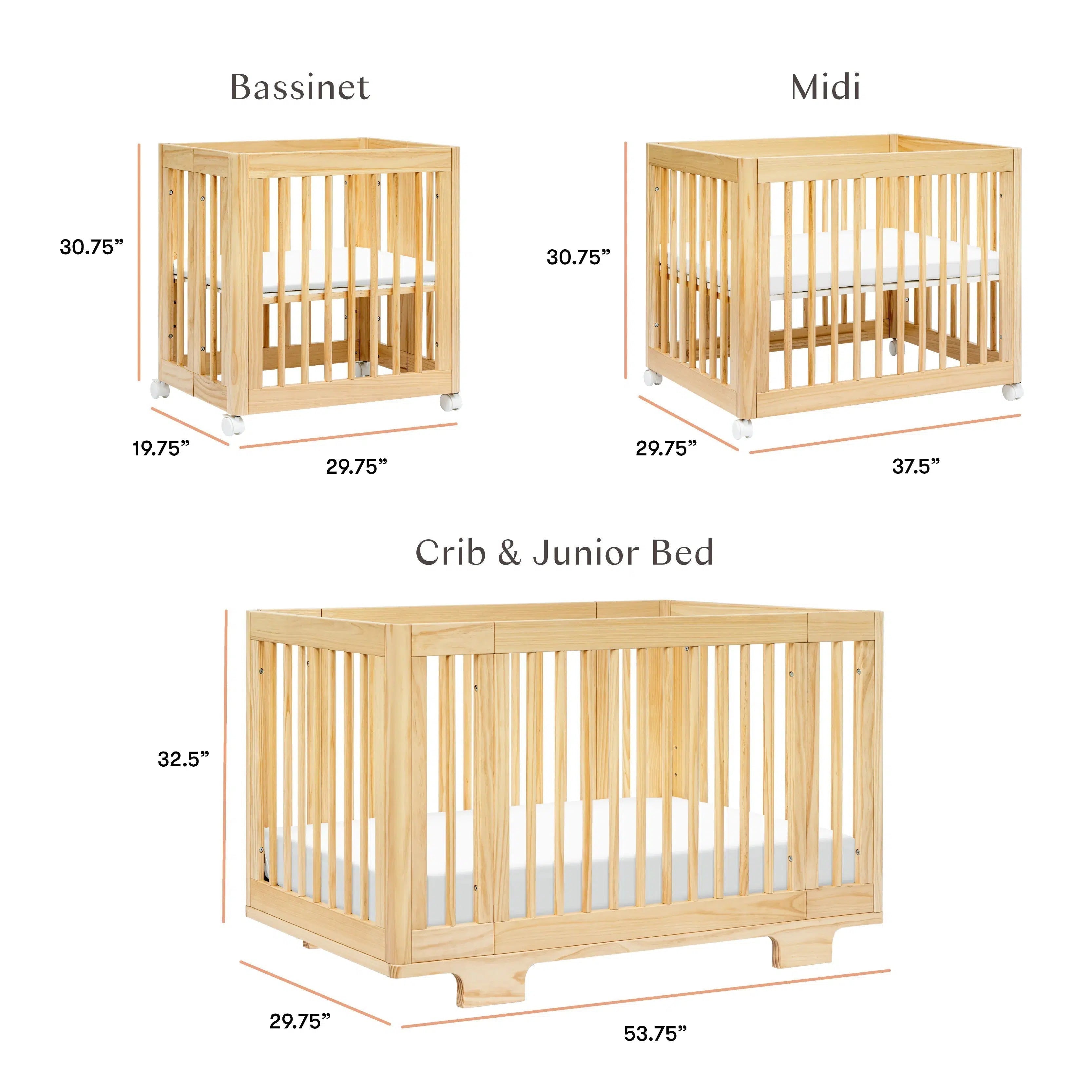 Babyletto Yuzu 8-in-1 Convertible Crib in Natural Wood - Nursery Essential for Newborn to Toddler Bed | Safe, Stylish & Space-Saving Baby Furniture for Modern Nurseries