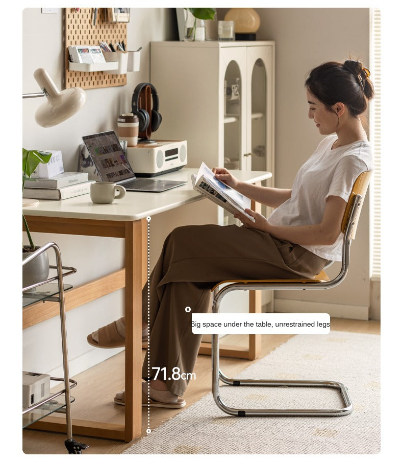 Premium Beech Solid Wood Writing Computer Desk - Modern Home Office Desk for Work & Study - Perfect for Small Spaces, Apartments & Dorm Rooms
