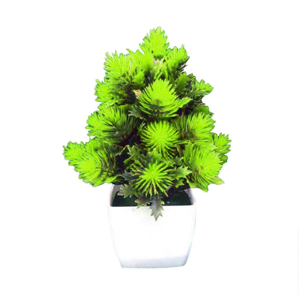 Artificial Pine Needle Bonsai Tree - Realistic Fake Plant for Home Office Desk Decor, Garden Party Centerpiece, Wedding & Event Decoration - Green