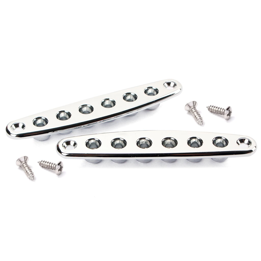 Alnicov Chrome Guitar Mounting Ferrules - Through Body String Bushing Metal Plate Replacement Parts for Bass Guitar | Perfect for DIY Guitar Repair & Upgrades