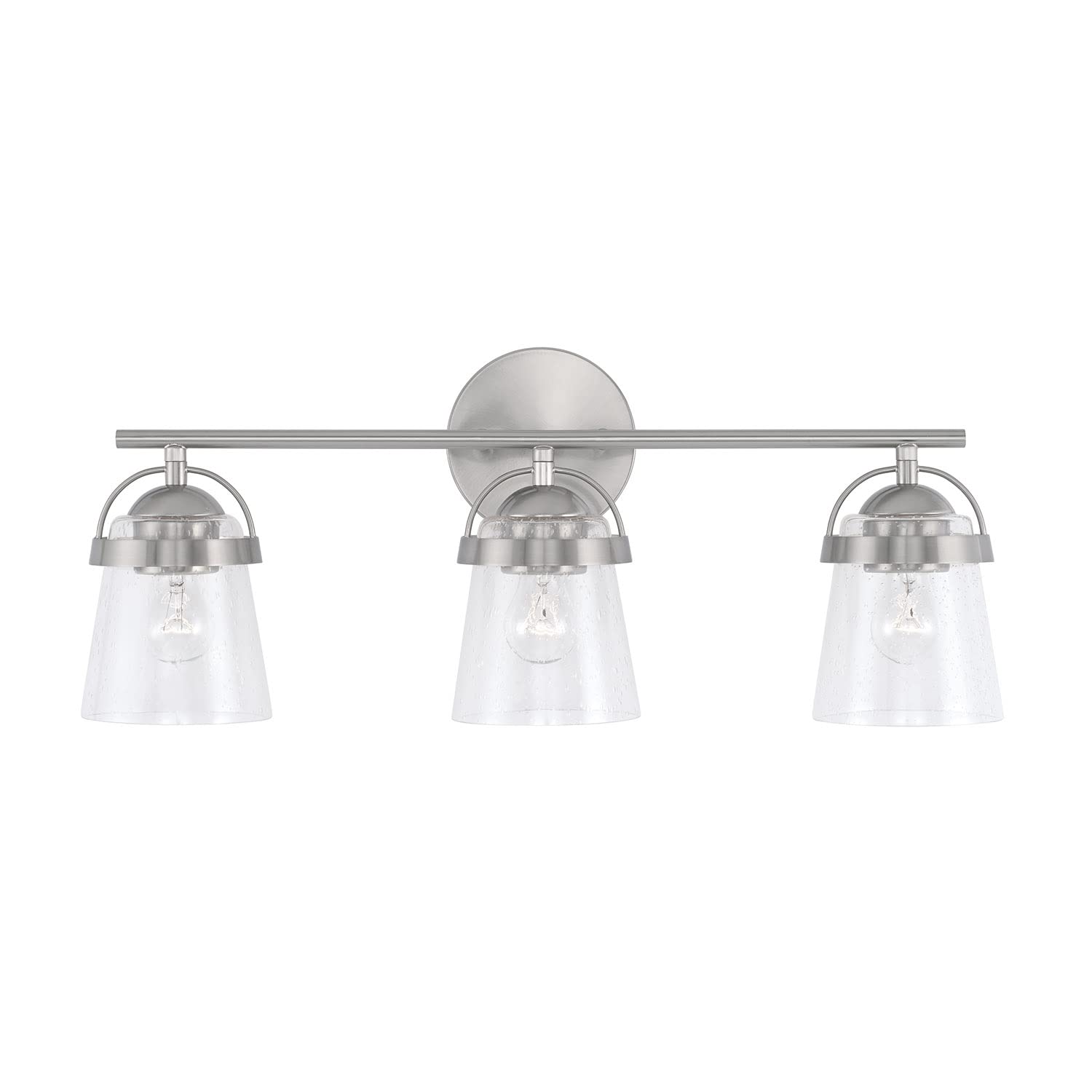HomePlace Lighting 147031BN-534 Madison 3-Light Bathroom Vanity Light - Clear Seeded Glass, Brushed Nickel Finish, 300W, 10