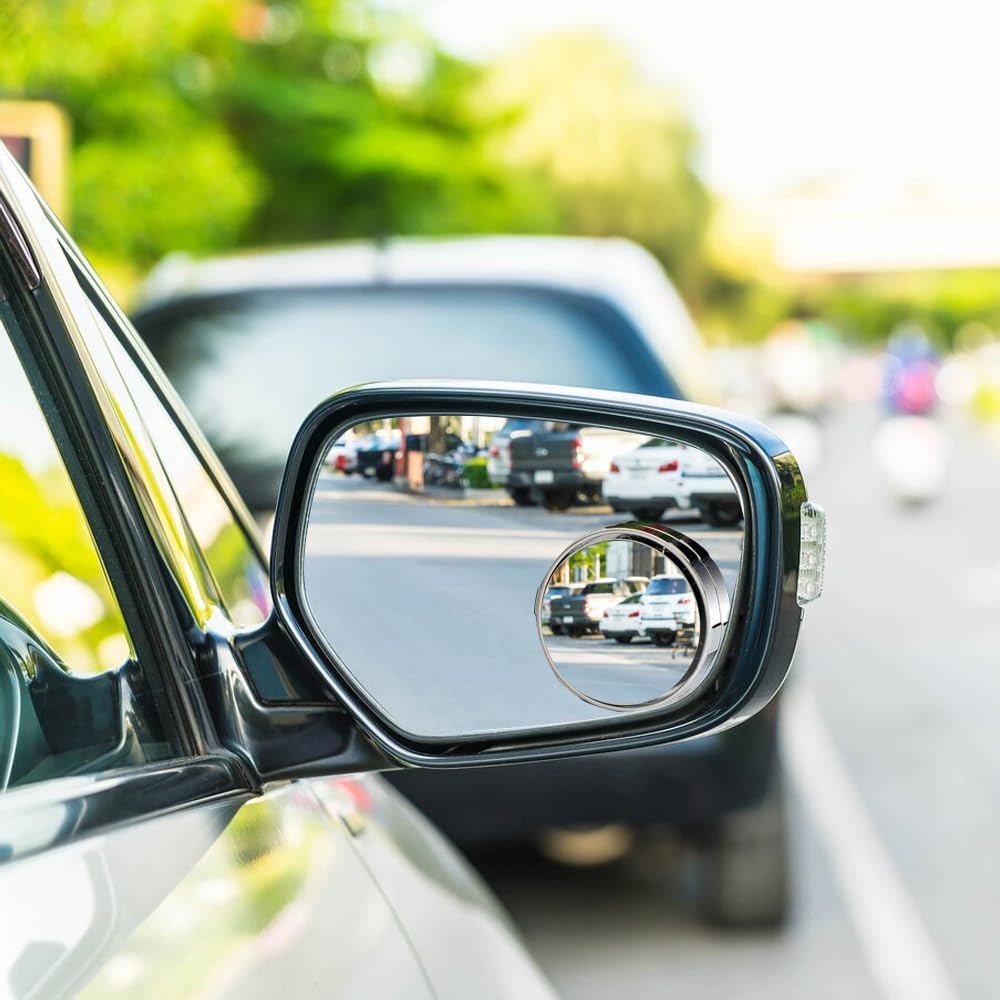 2024 New Suction Cup Car Convex Blind Spot Mirror 2PCS - 360° Wide Angle Side Mirror for All Vehicles (Black) | Eliminate Blind Spots & Enhance Driving Safety for Sedans, SUVs, Trucks