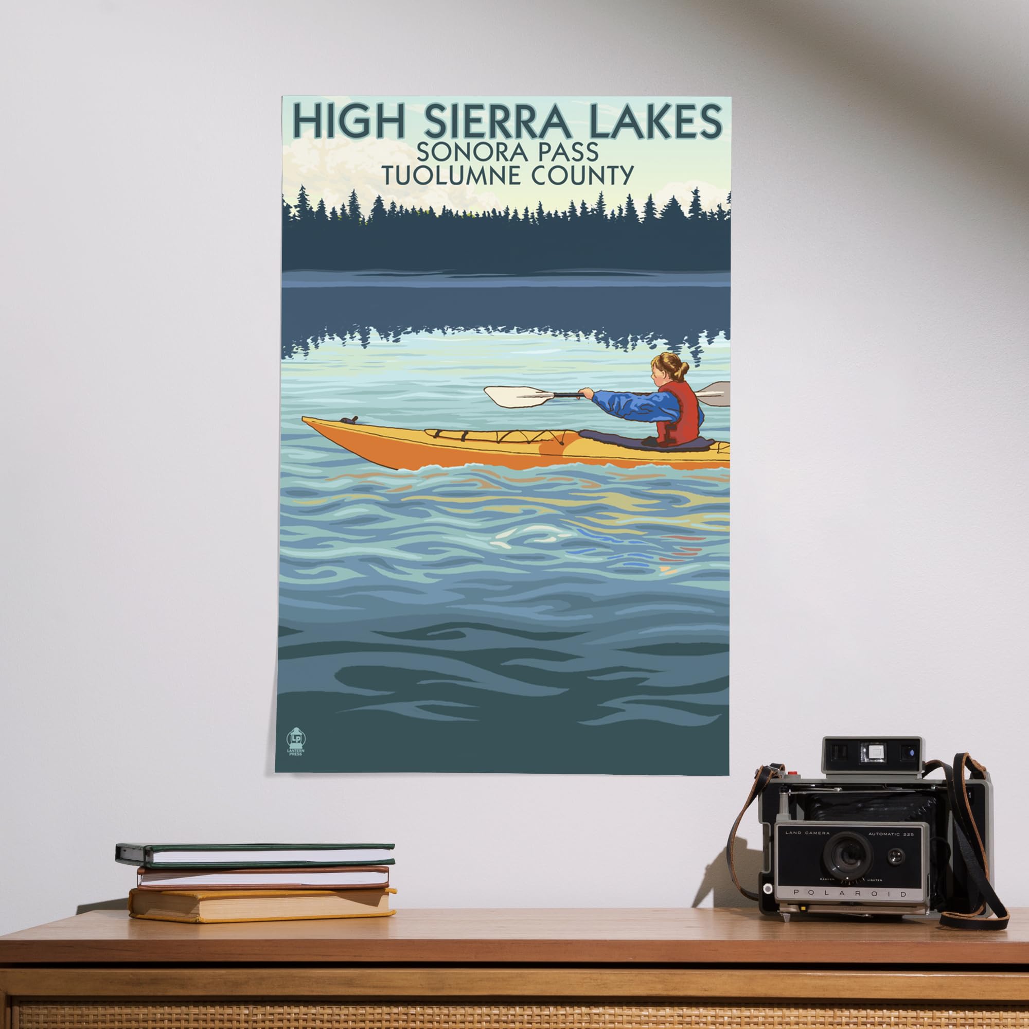 Lantern Press 16x24 Inch Giclee Art Print - High Sierra Lakes Landscape Wall Decor | Sonora Pass, Tuolumne County California Kayak Scene | Perfect for Living Room, Bedroom or Office Decoration