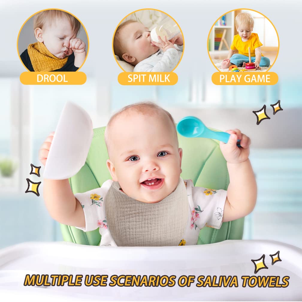 Viaky Baby Bandana Dribble Bibs 6 Pack - Soft Double Layer Cotton Muslin Drool Bibs with Adjustable Snaps for Newborns, Infants & Toddlers | Perfect for Feeding, Teething & Everyday Use (Unisex for Boys & Girls)