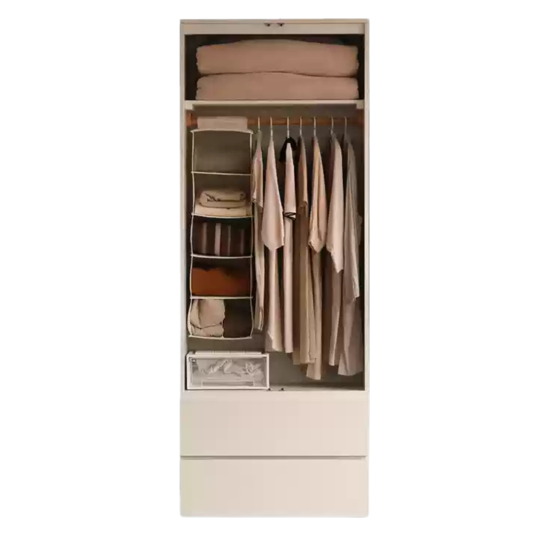 35.4x23.2x94.4 inch / 90x59x240cm / Warm white color / wardrobe drawer style