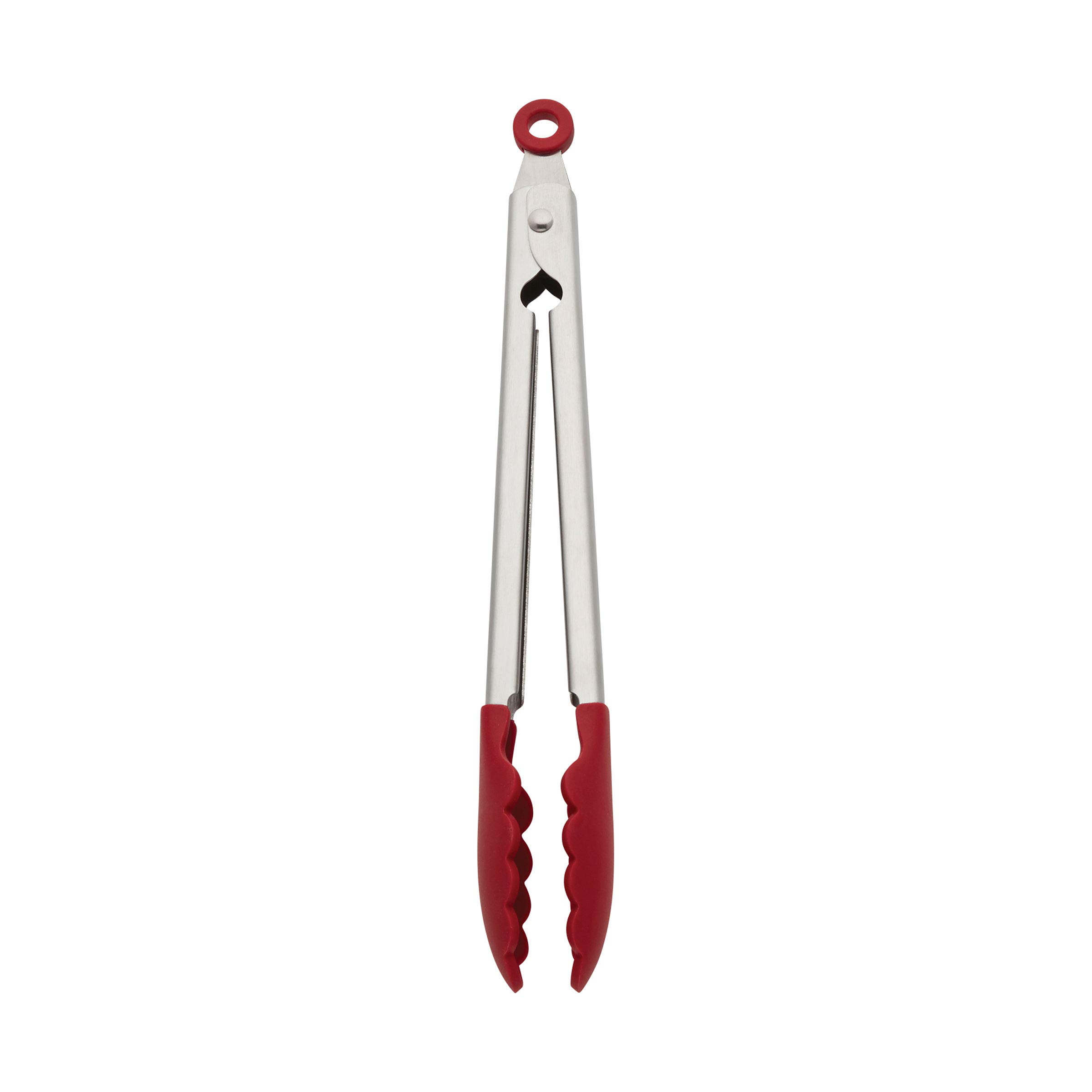 KitchenAid 8.72-Inch Multi-Purpose Kitchen Shears with Protective Sheath & 10.26-Inch Silicone Grip Stainless Steel Tongs Set - Perfect for Cooking, Grilling, and Food Prep (Red)