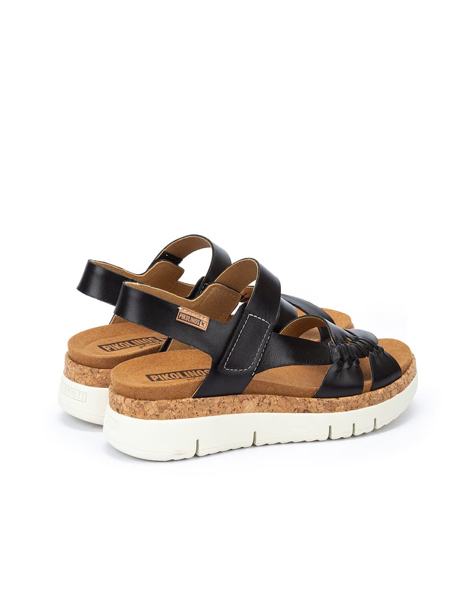 PIKOLINOS Women's Leather Wedge Sandals - Palma Style in Black | Comfortable & Stylish for Summer, Beach, and Casual Outings