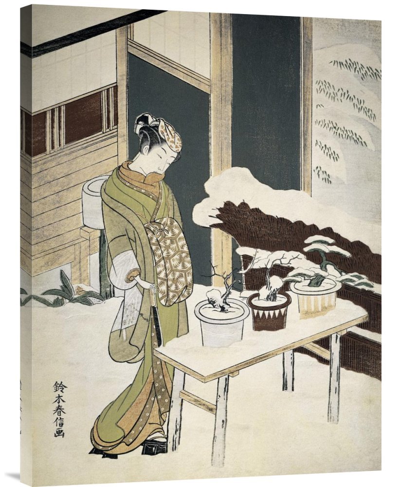 Global Gallery Budget GCS-283263-30-142 Winter Landscape Canvas Wall Art Print - Unknown Woman in Snowy Scene - Perfect for Living Room, Bedroom & Office Decor