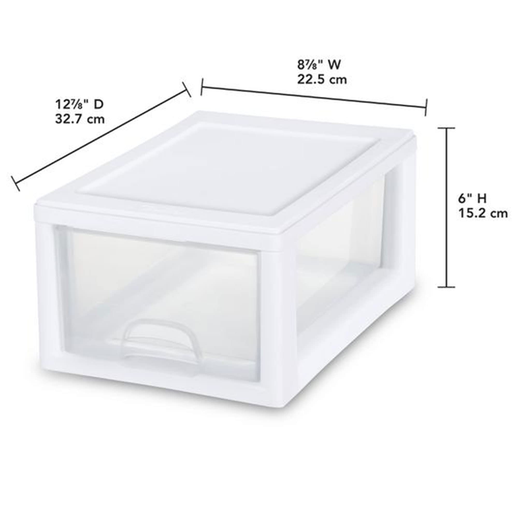 Sterilite 18-Pack Clear Stackable Drawers - 6 Quart White Frame Storage Organizer for Closet, Bedroom, Office & Craft Room Organization