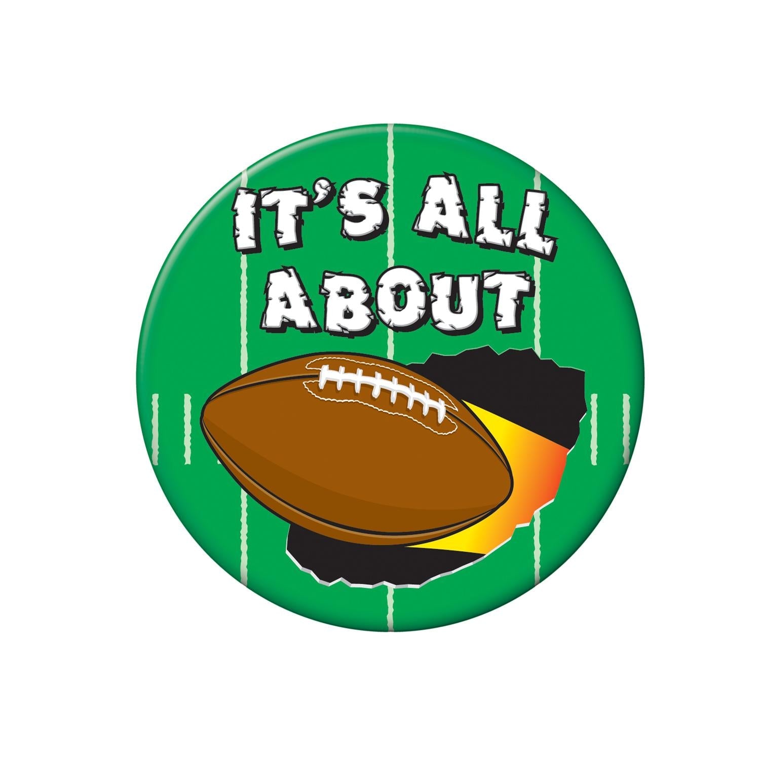 12 Pack Beistle It's All About Football Party Buttons - Perfect for Game Day Decorations, Tailgating, and Sports Themed Celebrations